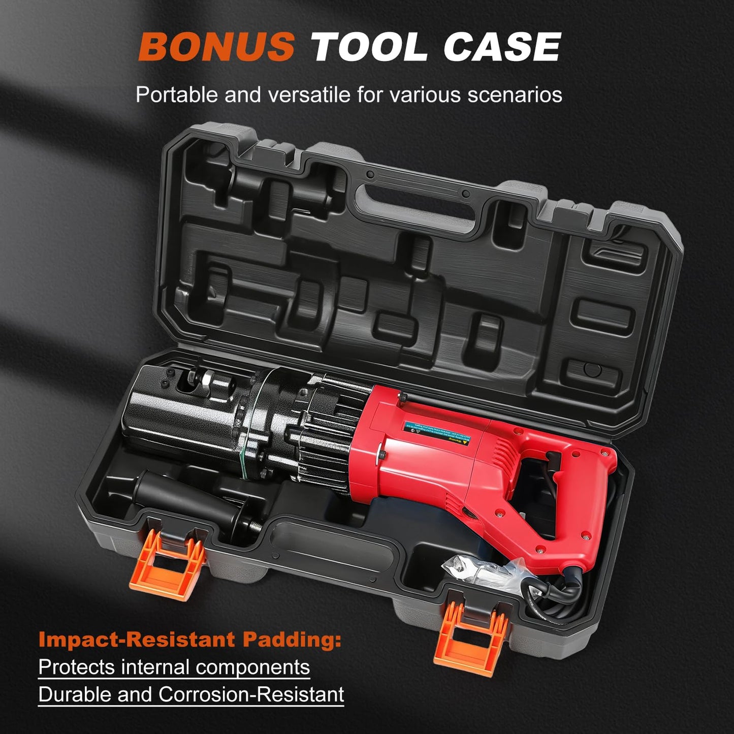 5/8 Inch Electric Hydraulic Rebar Cutter, 1100W Portable Handle Rebar Cutter, Cutting up to 4-16mm #5 Rebar within 1.5 Seconds, High Power Steel Rebar Cutter Accessories,RC-16 (Black + Red)