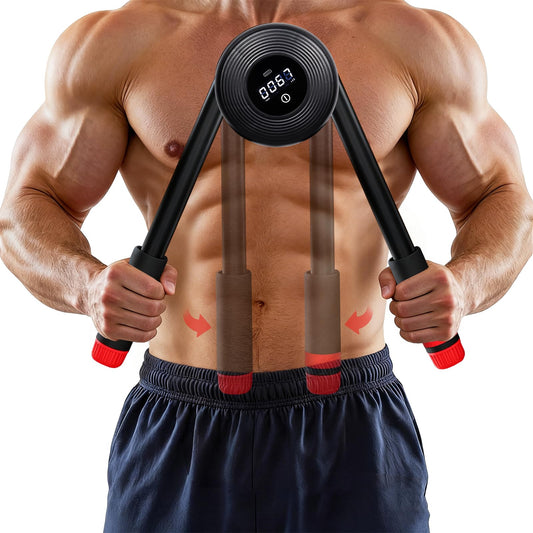 Vyrelis Hydraulic Power Twister Adjustable 22–440 lbs with Digital Display, Foldable Arm Chest Forearm Exerciser, No Snapback Safety, Portable Upper Body Strength Training Equipment (Red)