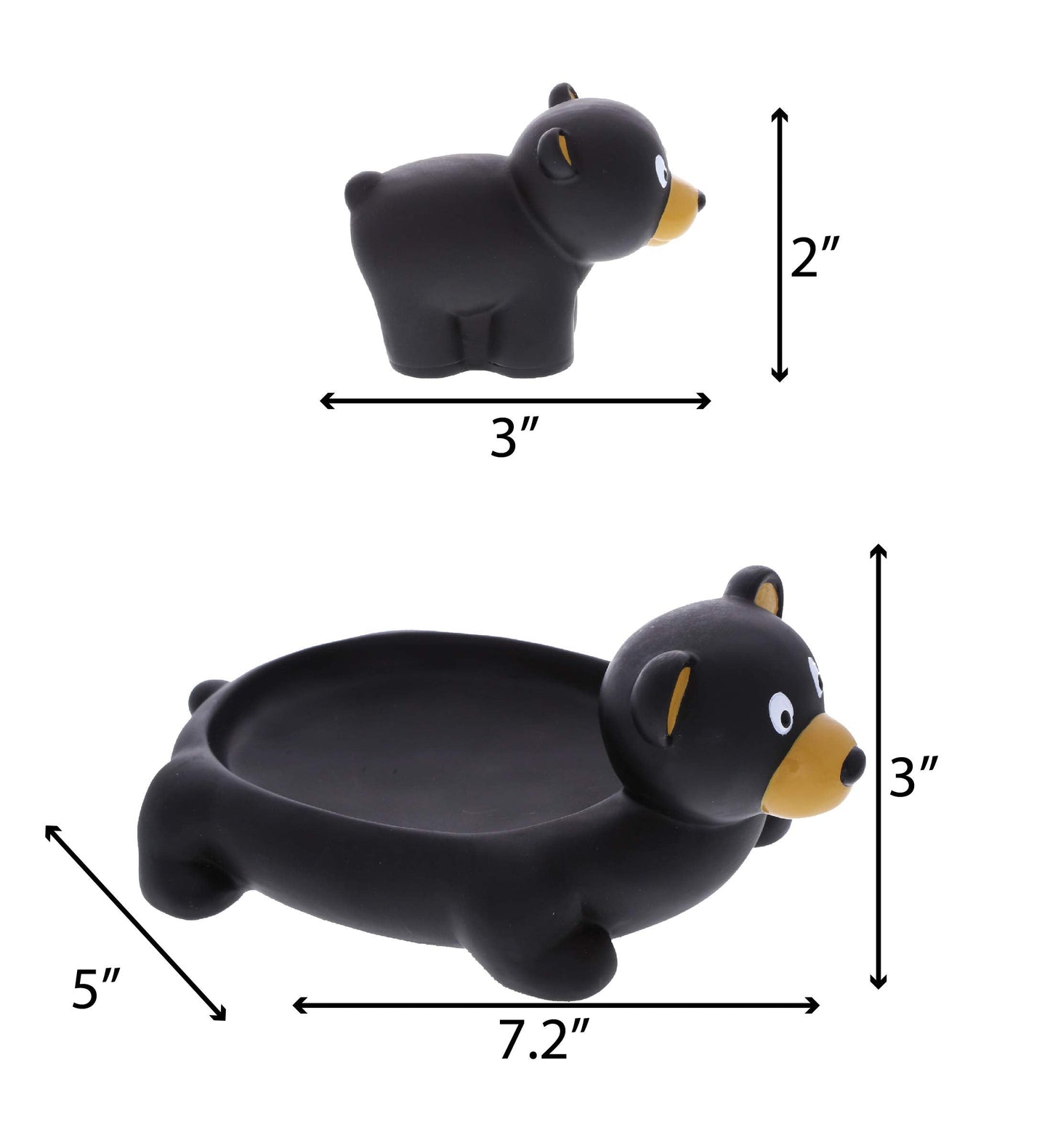 DolliBu Black Bear Animal Bath Toys - Family Animal Water Squirter for Kids, 4-Piece Kid and Baby Bathtub Toys, Fun Bath Time Children, Floating Bath Tub Decor, Rubber Animal Bath Toys, Squirt Toys