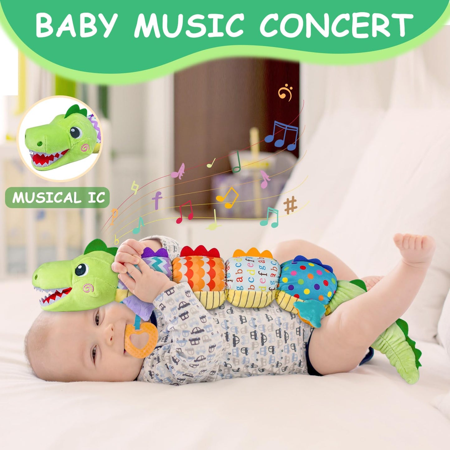 Ussybaby Baby Boy Toys for 0 3 6 9 12 Months, Soft Tummy Time Toy with Multi Textures,Rattle,Crinkle,Newborn Baby Stuffed Animal Toy, Baby Gift,Caterpillar