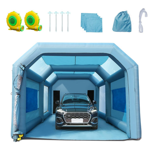 VEVOR 23x13x8.5ft Inflatable Paint Booth, Inflatable Spray Booth, High Powerful 480W+750W Blowers Spray Booth Tent, Car Paint Tent Air Filter System for Car Parking Workstation Motorcycle Garage