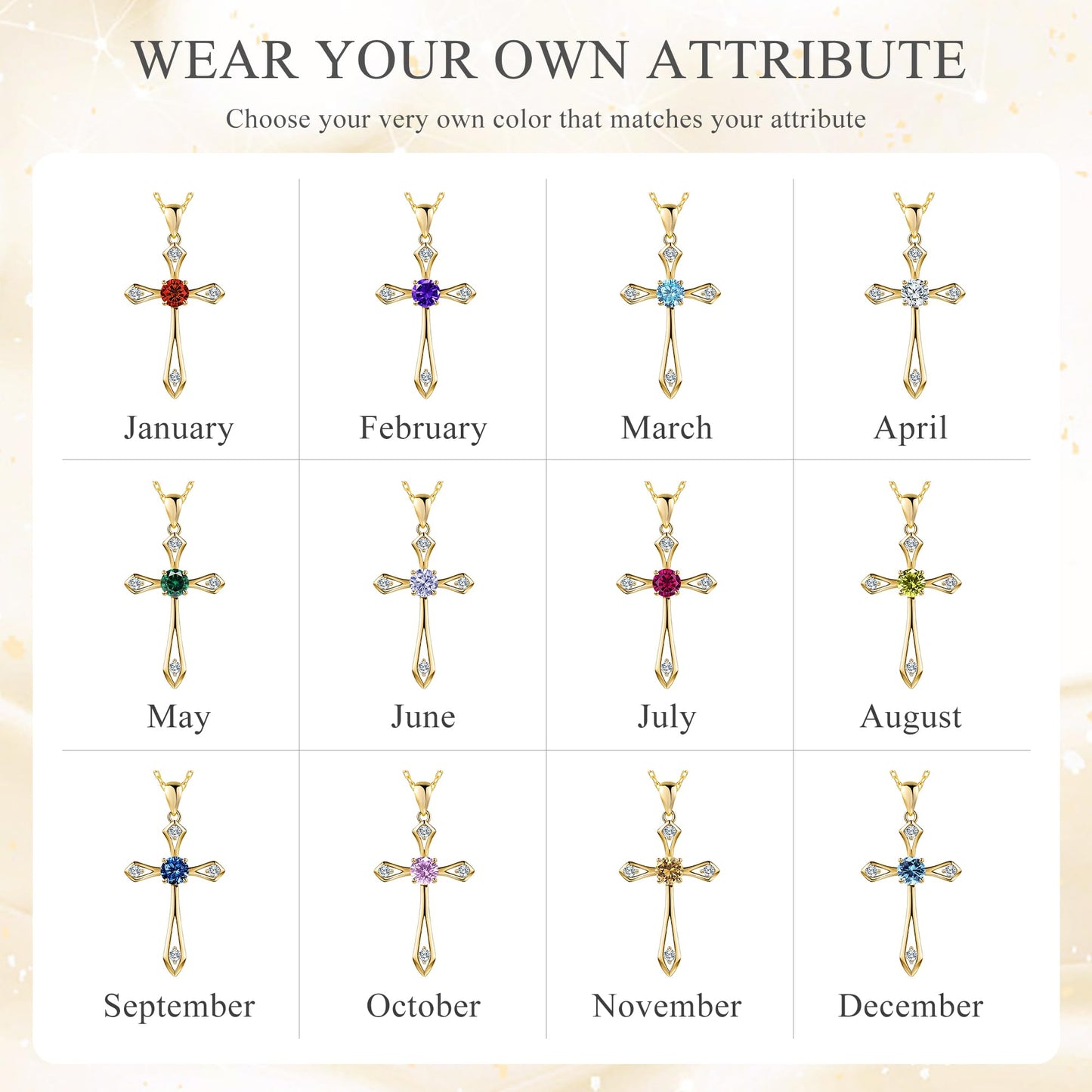 14K Gold Plated Solid Cross Necklace for Women,925 Sterling Silver Ladies Faith Cross Birthstone Pendant Christian Religious Confirmation Baptism Everyday Jewelry Anniversary Birthday Gifts for Her