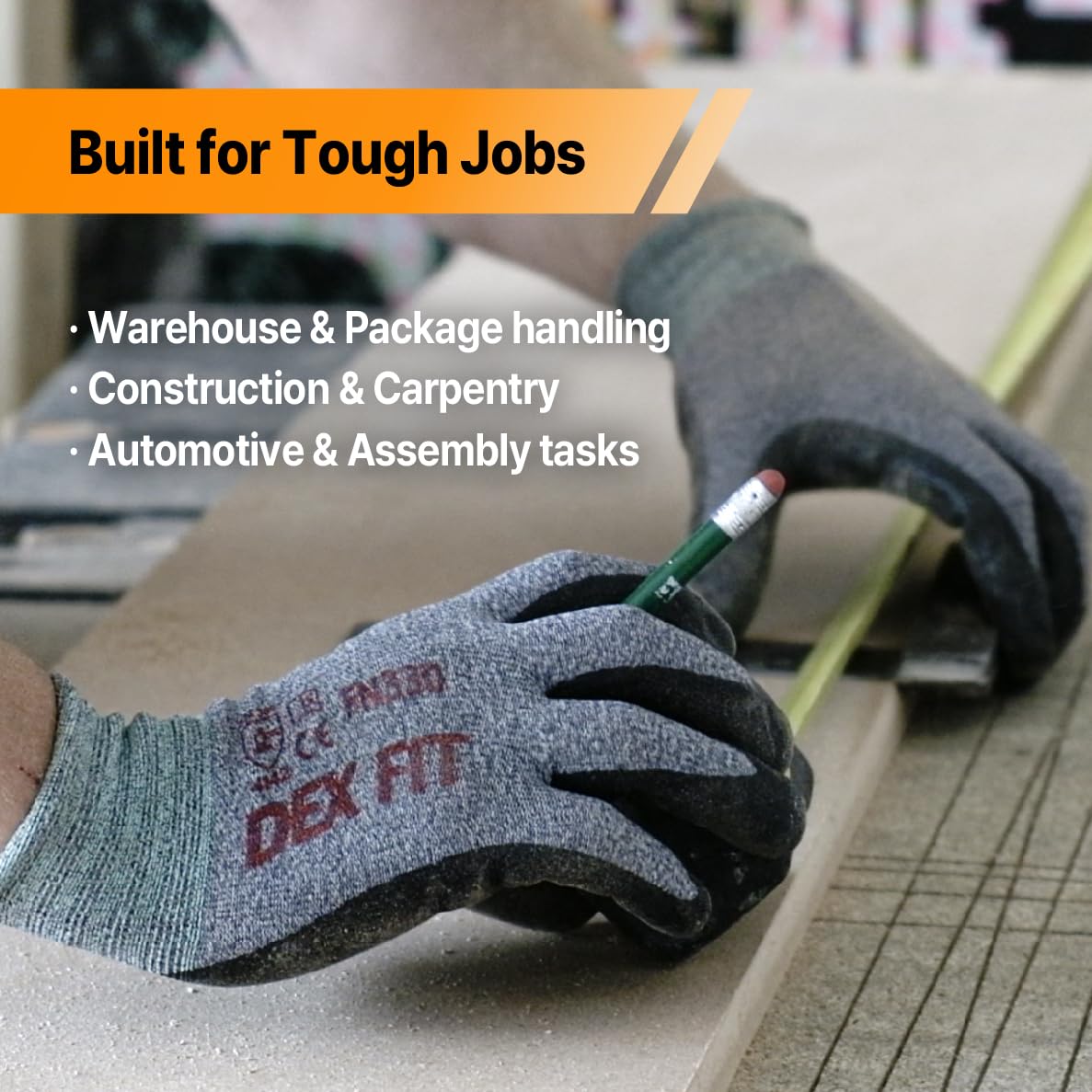 DEX FIT Nitrile Work Gloves FN330, 1 Pair, 3D-Comfort Stretchy Fit, Firm Grip, Thin & Lightweight, Touch-Screen Compatible, Durable, Breathable & Cool, Machine Washable; Green L (9)