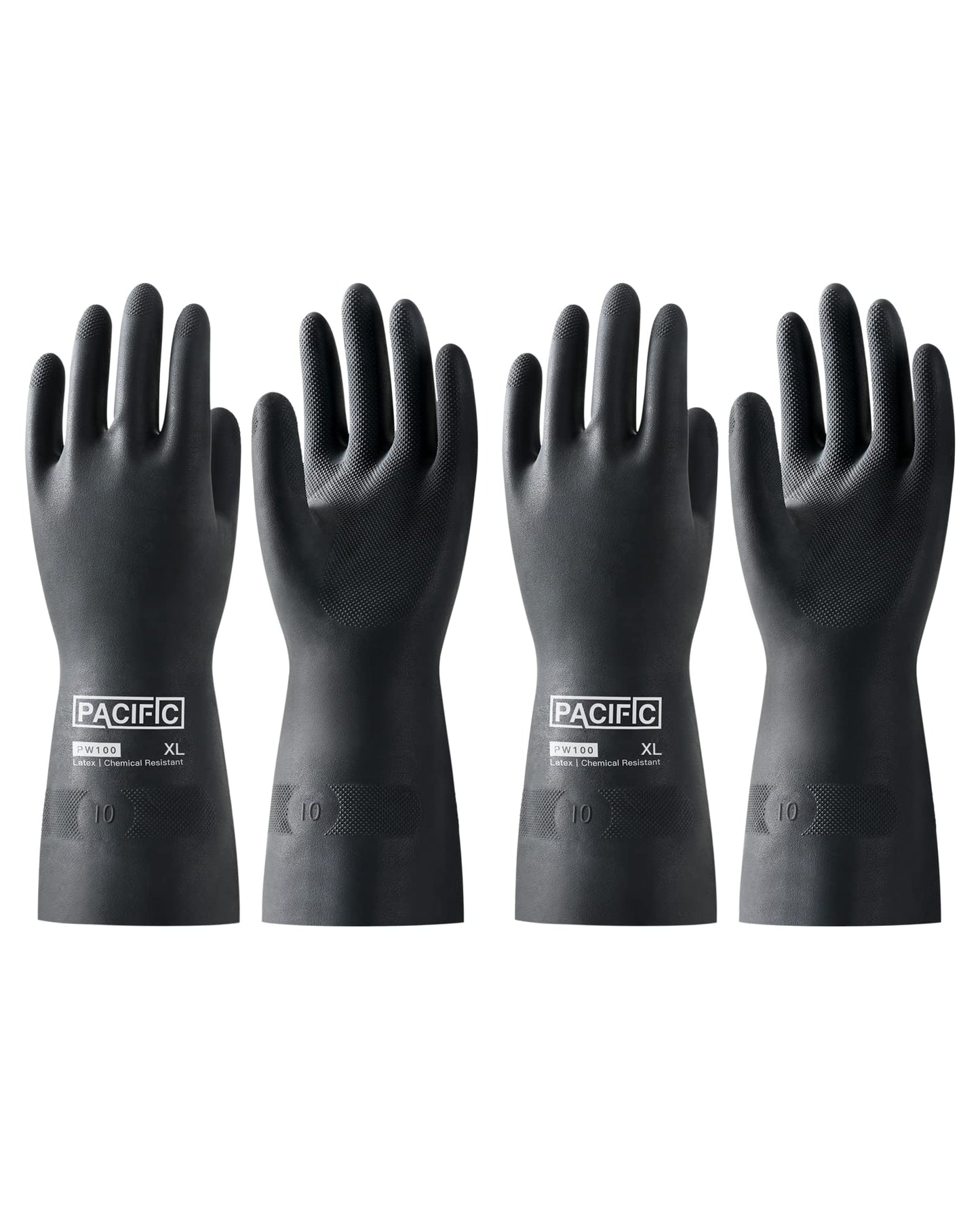 PACIFIC PPE 2 Pairs Chemical Resistant Gloves, Heavy Duty Industrial Rubber Gloves, Resist Acid, Alkali and Oil, 12.6", X-Large