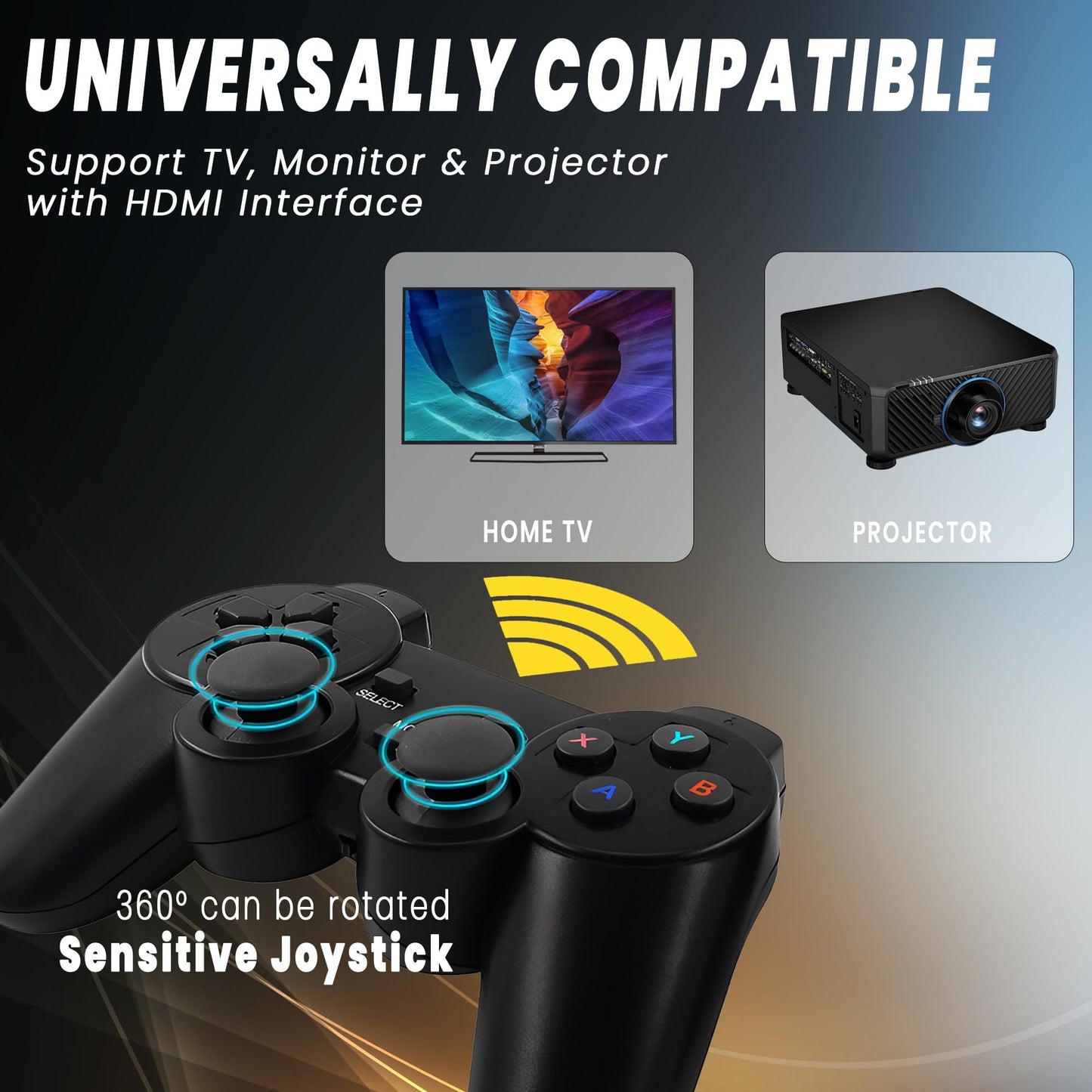 2025 New Upgrade Retro Gaming Console - Retro Gaming Stick,Retro Game Console Built-in 20000+ Games&9 Classic Emulators,4K HDMI Output,Plug and Play Game Stick with 2 Controllers(64G)