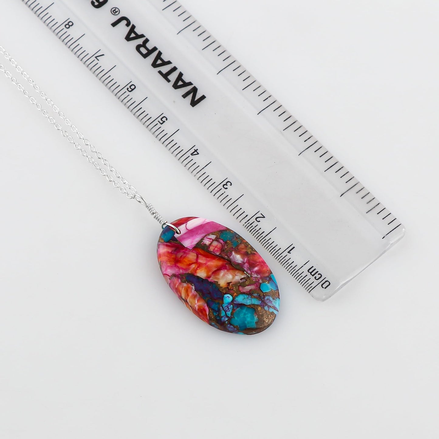 Yashee Natural Turquoise Oval Shape Crystals Pendant Necklace, Chakra Energy Healing Gemstone, Real Crystal, Top Grade, Beautiful Women Simple Jewelry, Dainty Silver Plated Jewelry 18 inch
