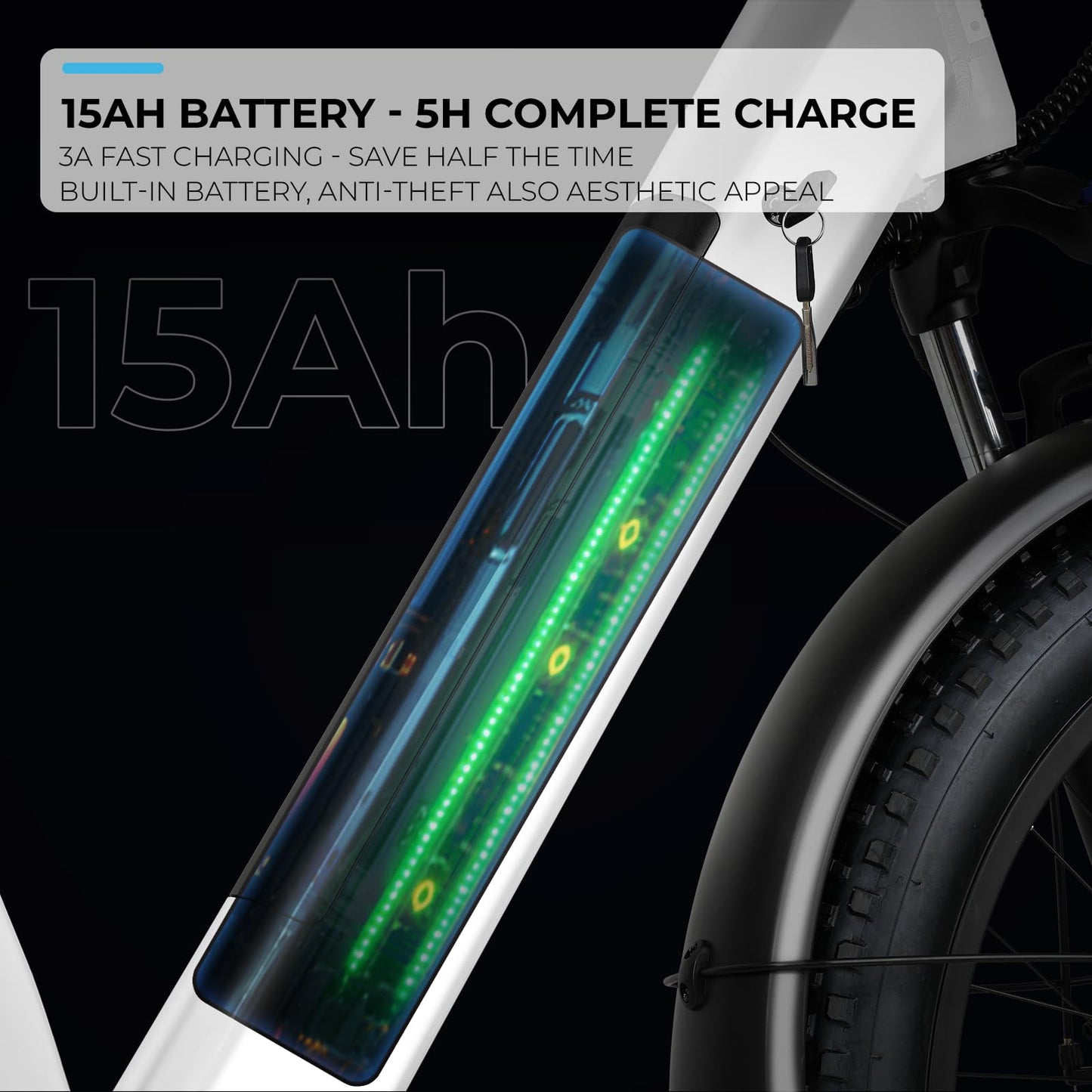 ANCHEER 26" Electric Bike for Adults, 1000W Peak EBike 28MPH 60 Miles Range, 48V 15Ah Built-in Battery - 3A Fast Charging, Fat Tire Electric Bike Off-Road for Women/Men, UL-Certified 7 Speed