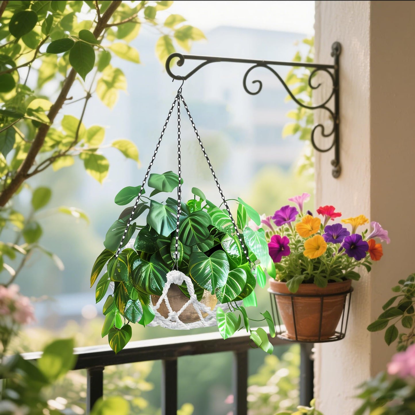 3 Sets Hanging Planter Holder Flower Pot Hanger for Indoor& Outdoor Plant, Hanging Planter Basket for Home Garden Porch Yard Ceiling, Fits for 10'' Pot, Load capacity 20 lbs (Pots Not Included)