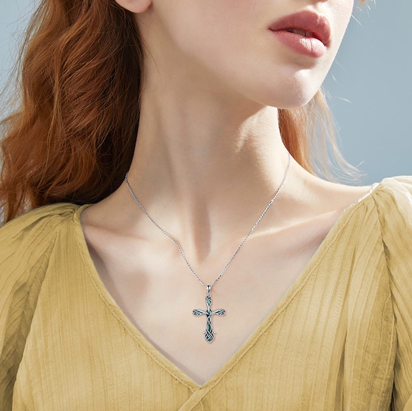 ONEFINITY Cross Necklace 925 Sterling Silver Celtic Knot Tulip Cross Necklace Pendant Gifts for Women Jewelry