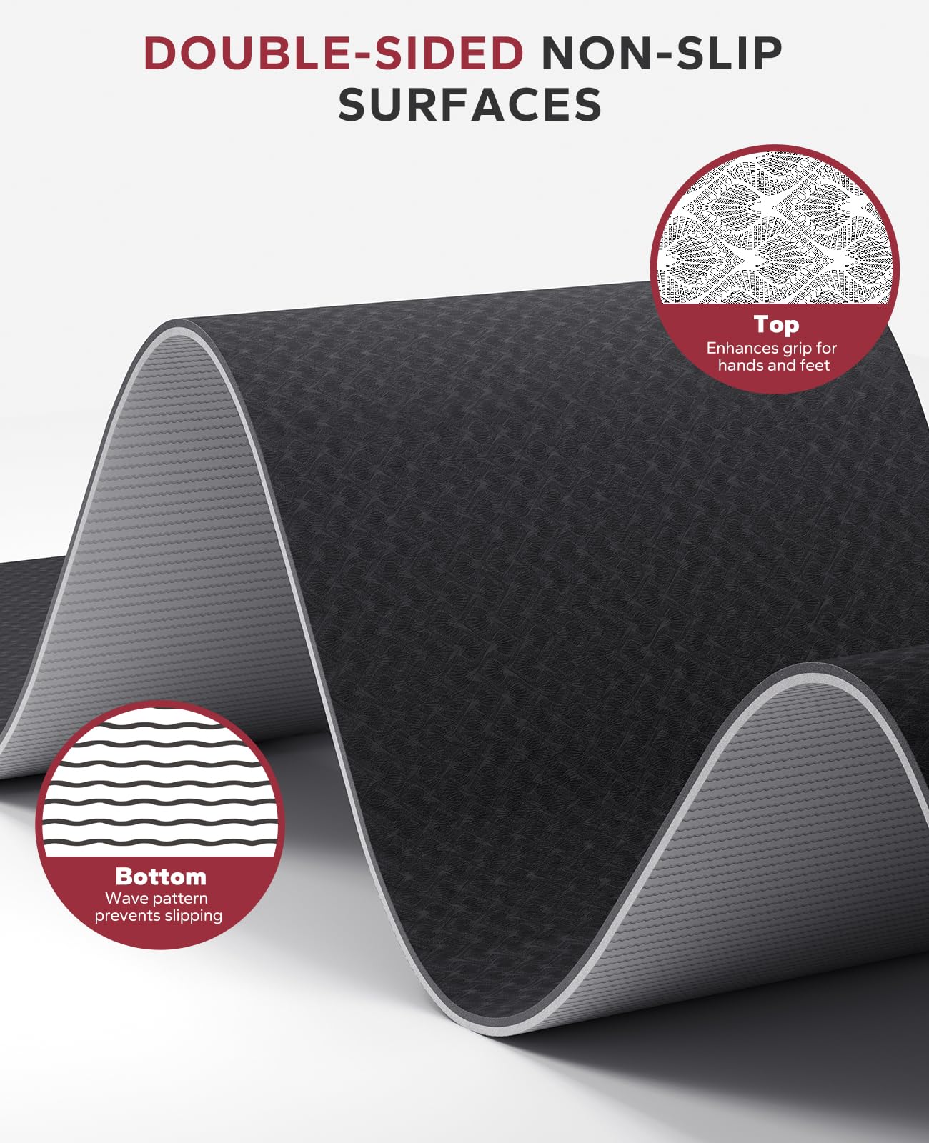 HAPBEAR Large Yoga Mat - 72"x36"x6mm (1/4 inch), Extra Wide Non-Slip Exercise Mat for Home Workout, Yoga, Pilates & Stretching, Durable & Eco-Friendly, Includes Bonus Resistance Bands & Carry Bag
