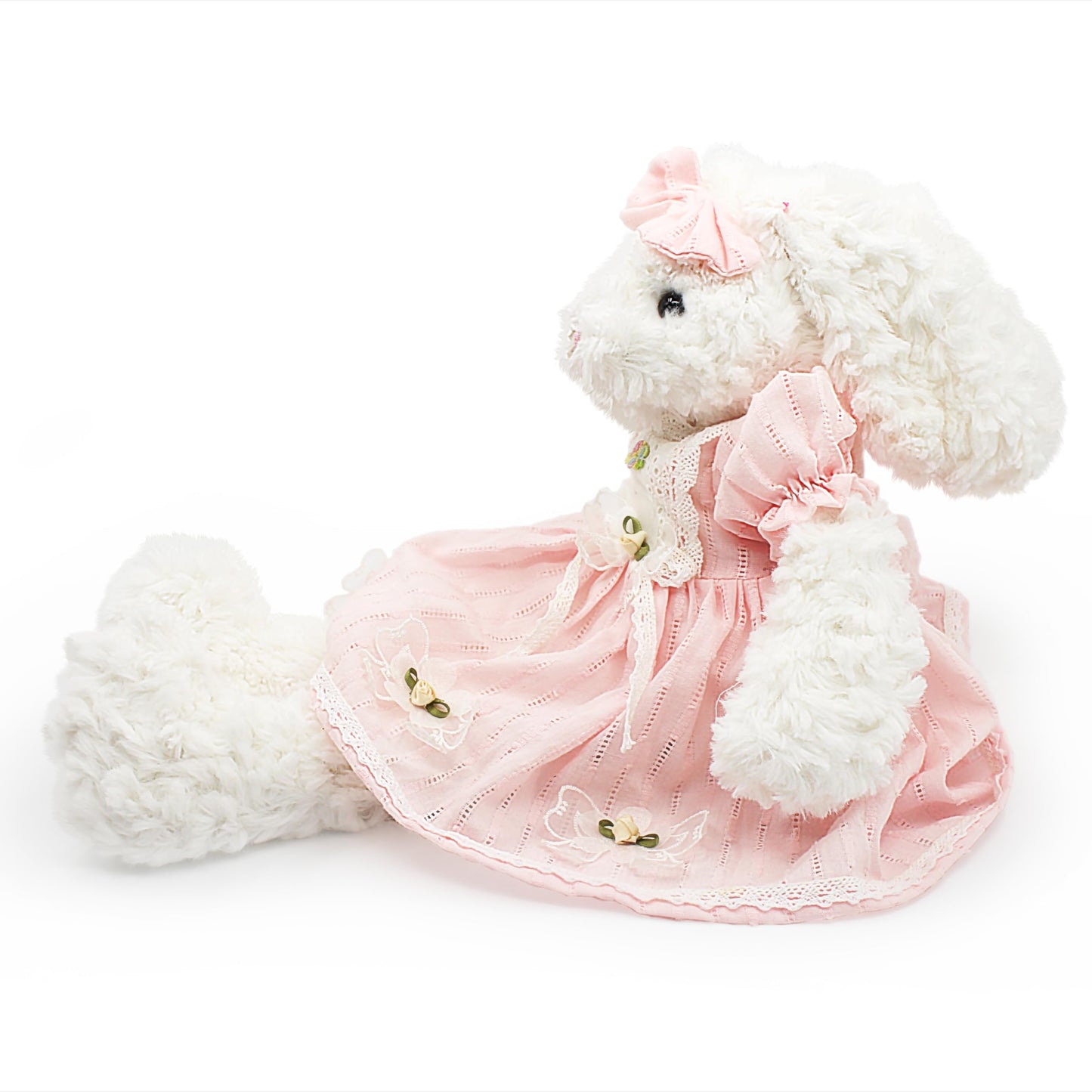 oits cute Floppy Bunny Stuffed Animals in Dress for Baby Girls Plush Toys 18 Inch (Pink Retro Dress)