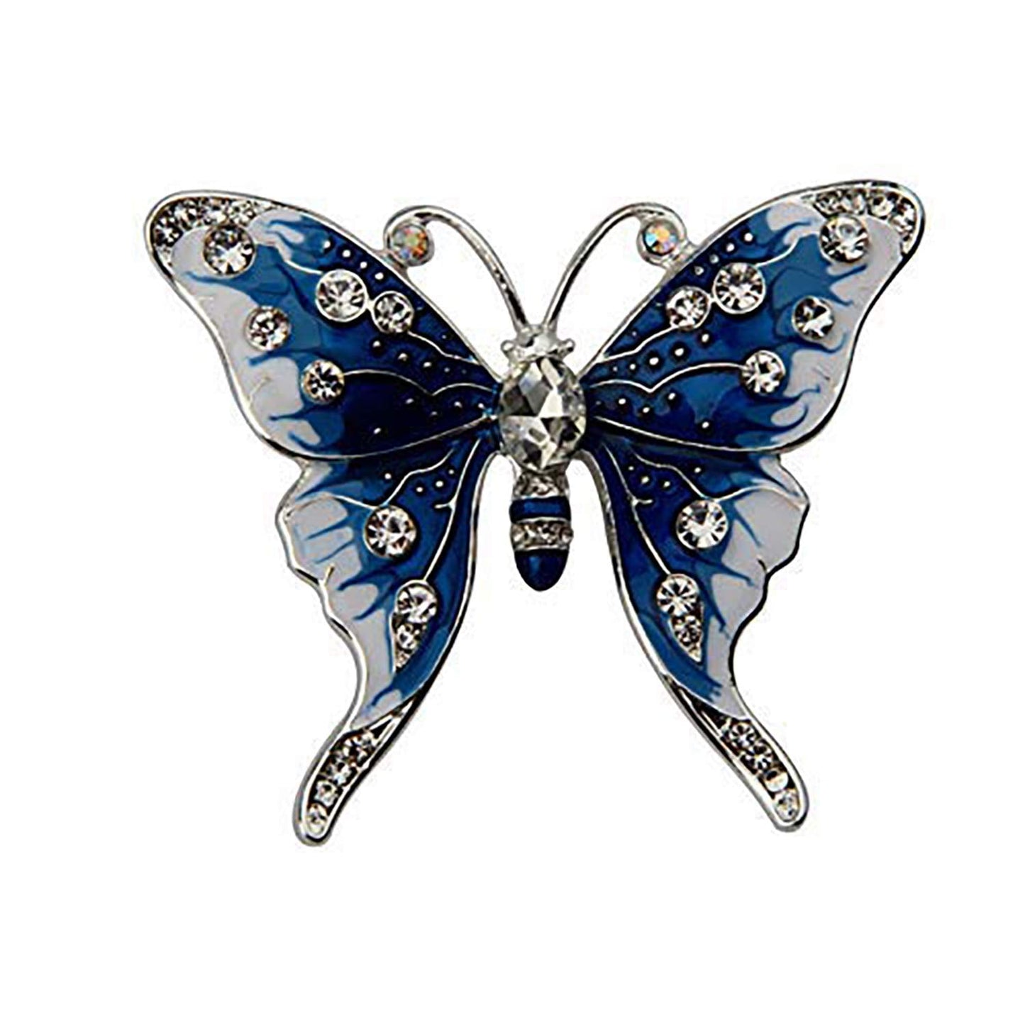 FEELMEM Crystal Rhinestone Butterfly Brooch Pin Blue Color Butterfly Brooches for For Women Wedding/Banquet/Birthday Party (BTF)
