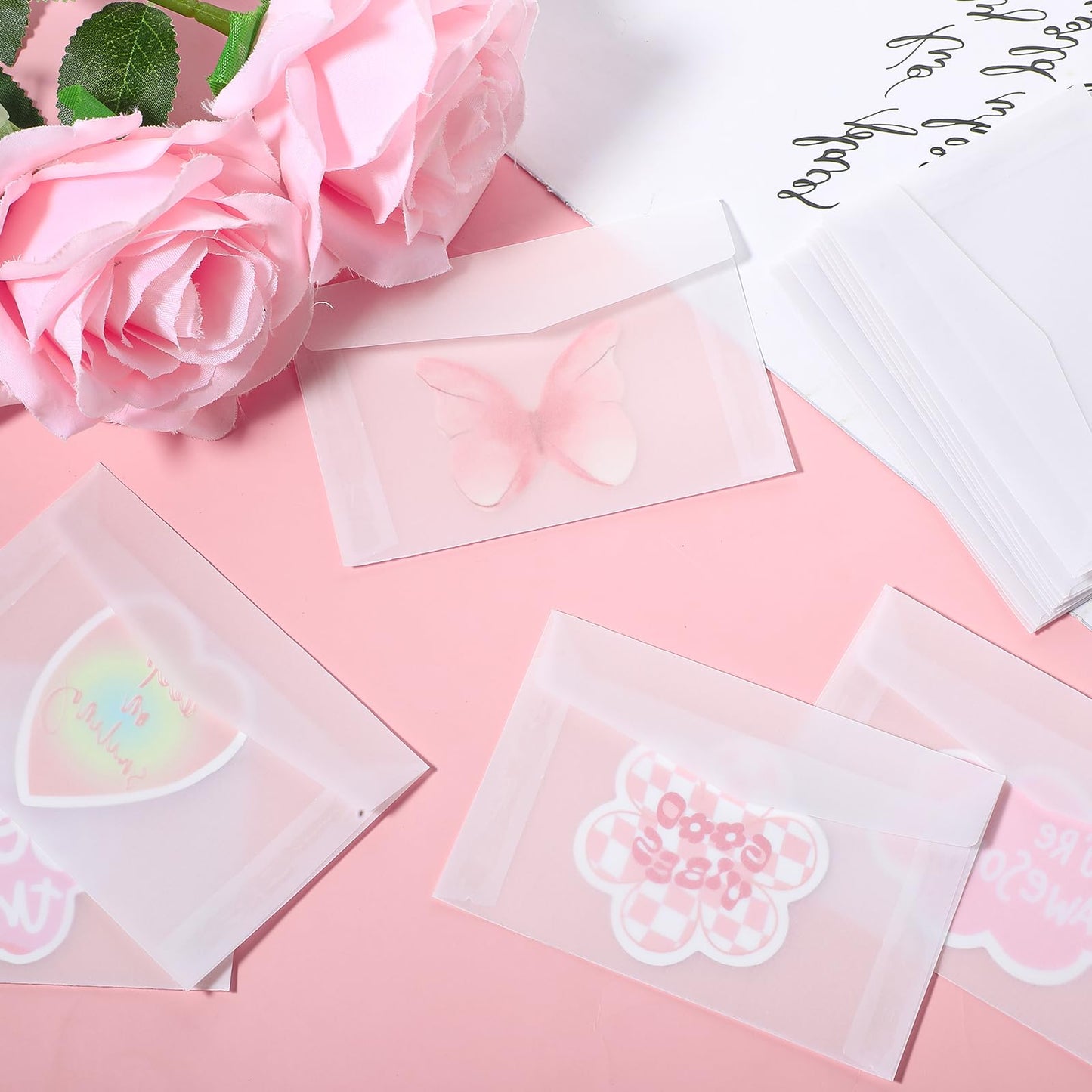 100Pcs Glassine Envelopes, 3.9×2.7 Inches Mini Lotto Ticket Holders, Transparent Glassine Bags, Small envelopes, Glassines Paper Bags for Stamp Scratch Ticket Wedding Favor Craft Project