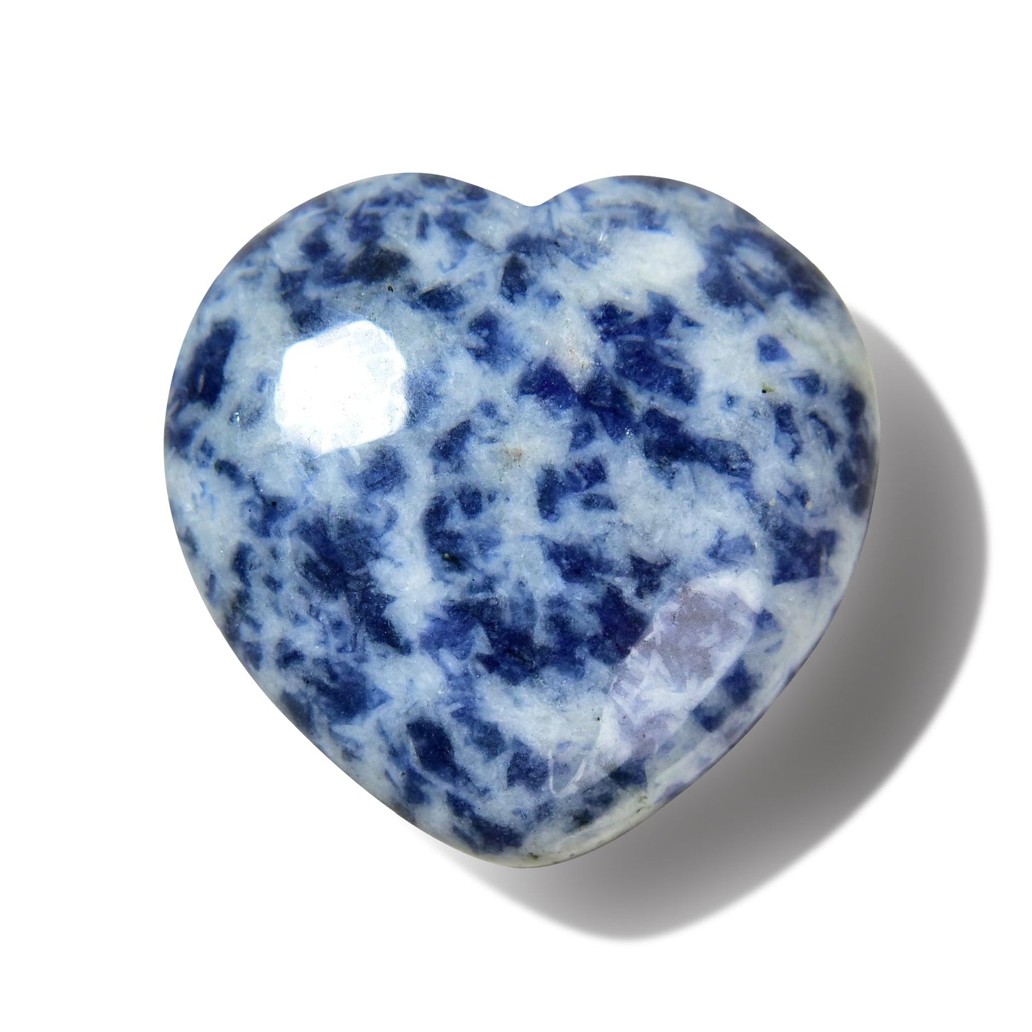 KALIFANO Sodalite Heart Carving - High Energy Iron Stone Sodlita with Healing Properties - Reiki Crystal Used for Increased Self Esteem (Information Card Included)