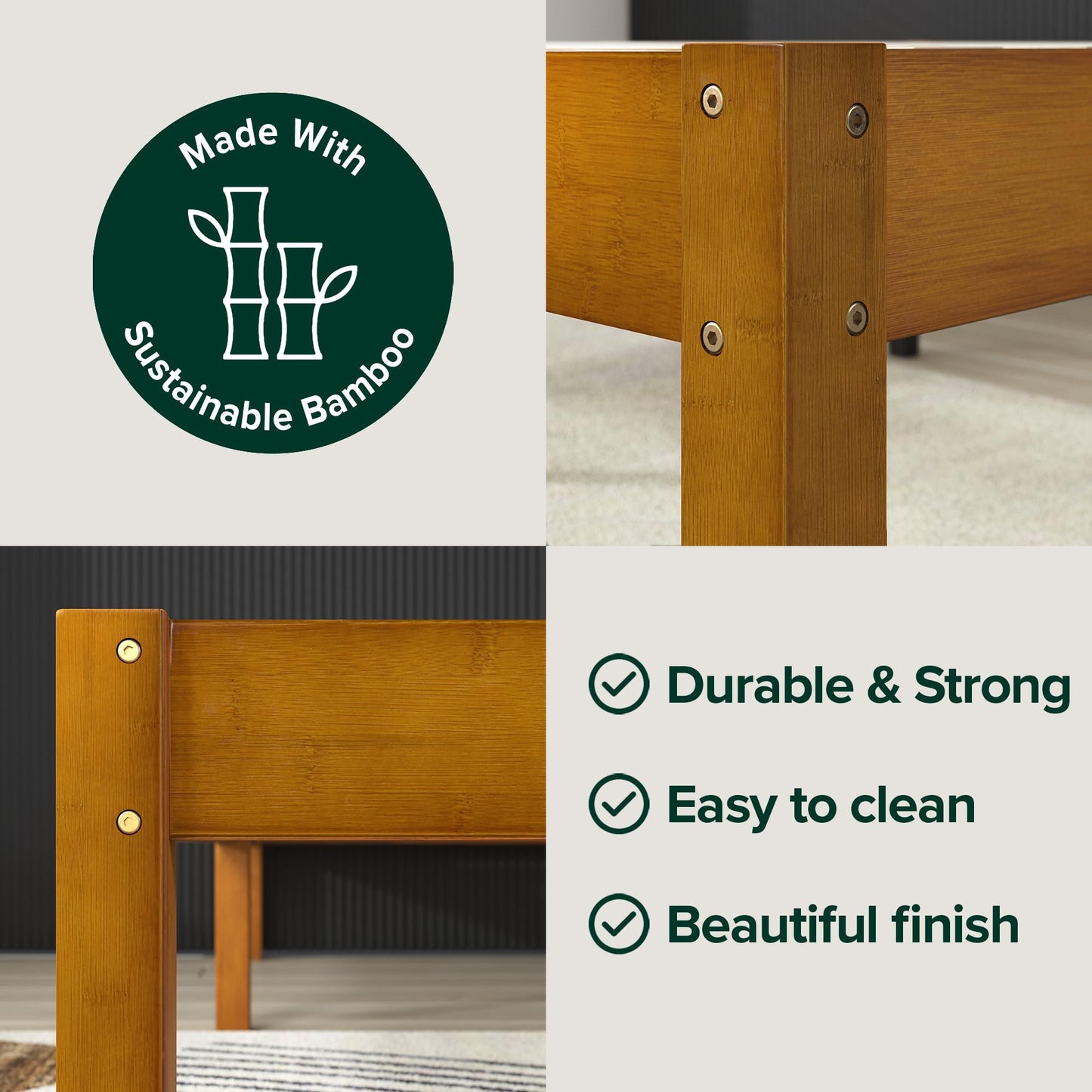 Zinus Ellie 14 Inch King Bamboo Platform Bed Frame, Wood Slat Support, No Box Spring Needed, Easy Assembly, Brown