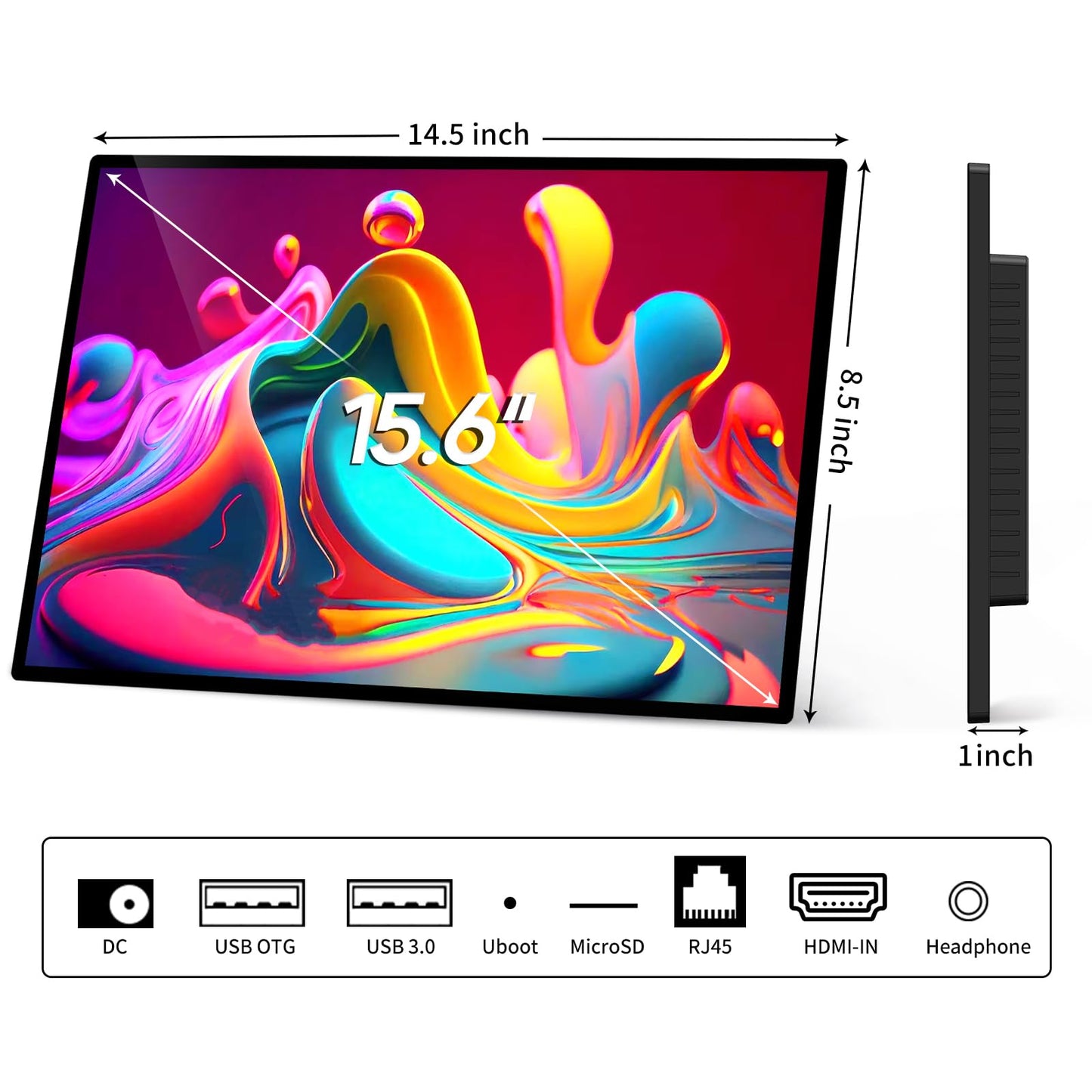 AYSTekMann 15.6" Digital Signage Display 10000 mAh Capacitive Touch Screen Advertising Display with Wireless Screen Mirroring, All in One LCD Screen HDMI-in with Android 11(2+32GB)