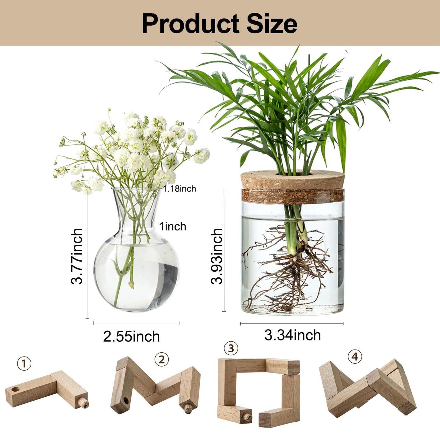 JGKYLDZ Plant Propagation Station, 2 Style Glass Planter Terrarium Set for Hydroponic Plants | Home Office Tabletop Decor, Gardening Gifts for Women, Mom, Plant Lovers (12)
