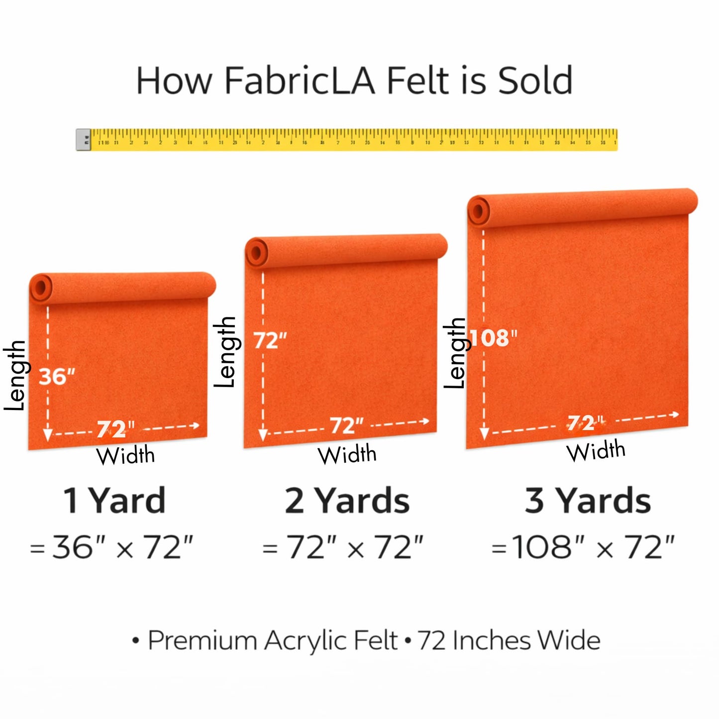 FabricLA Acrylic Felt Fabric by the Yard | 72 Inch Wide | Craft Sewing Cosplay Costumes | No-Fray Clean Cut | Kelly Green | 1 Yard Pre Cut