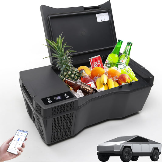 Car Refrigerator for Tesla Cybertruck, 25L Tesla Cybertruck Trunk Fridge with APP Control, Cybertruck Freezer Compressor Electric Cooler for Outdoor Camping Road Trip