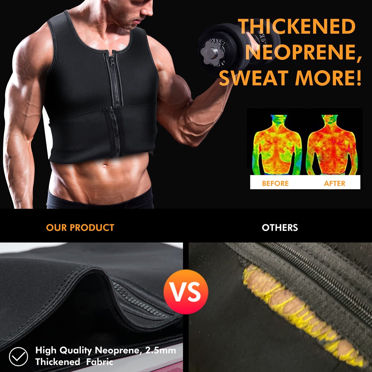 A+ Choice Sauna Vest Waist Trainer for Men - Mens Sauna Suit Large Sweat Belt Body Shaper for Gym Workout Exercise Faja Para Hombre Plus Size 1XL