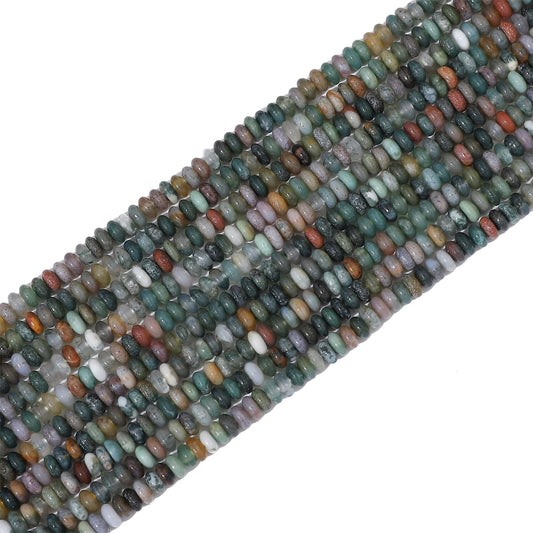 BEADIA Natural Indian Agate Disk Stone Beads 4x2mm 160pcs Rondelle Loose Semi Gemstone Beads for Jewelry Making Design