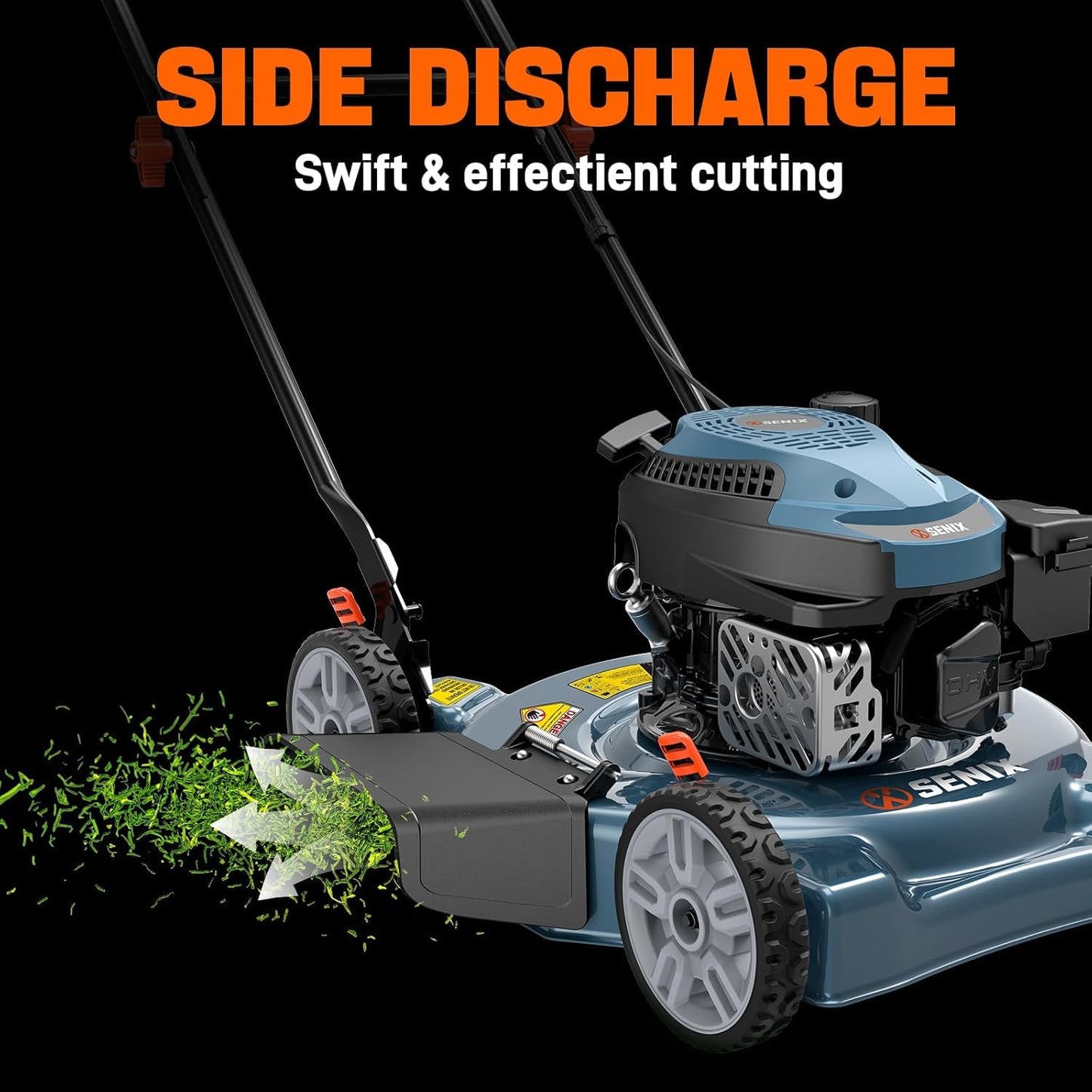 SENIX 144 cc Gas Lawn Mower, 20 inch 4-Cycle Push Mower, Side Discharge, 5 Position Cutting Height Adjustment, Low Noise & Fuel-Efficient for Lawn, Yard and Garden (LSPG-L5)