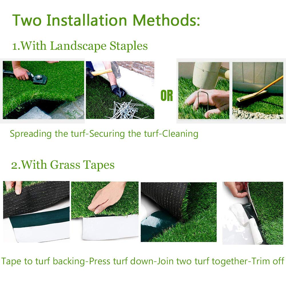 LITA Artificial Grass Turf Lawn-7 Feet x 15 Feet, 0.4" Indoor Outdoor Rug Synthetic Grass Mat Fake Grass