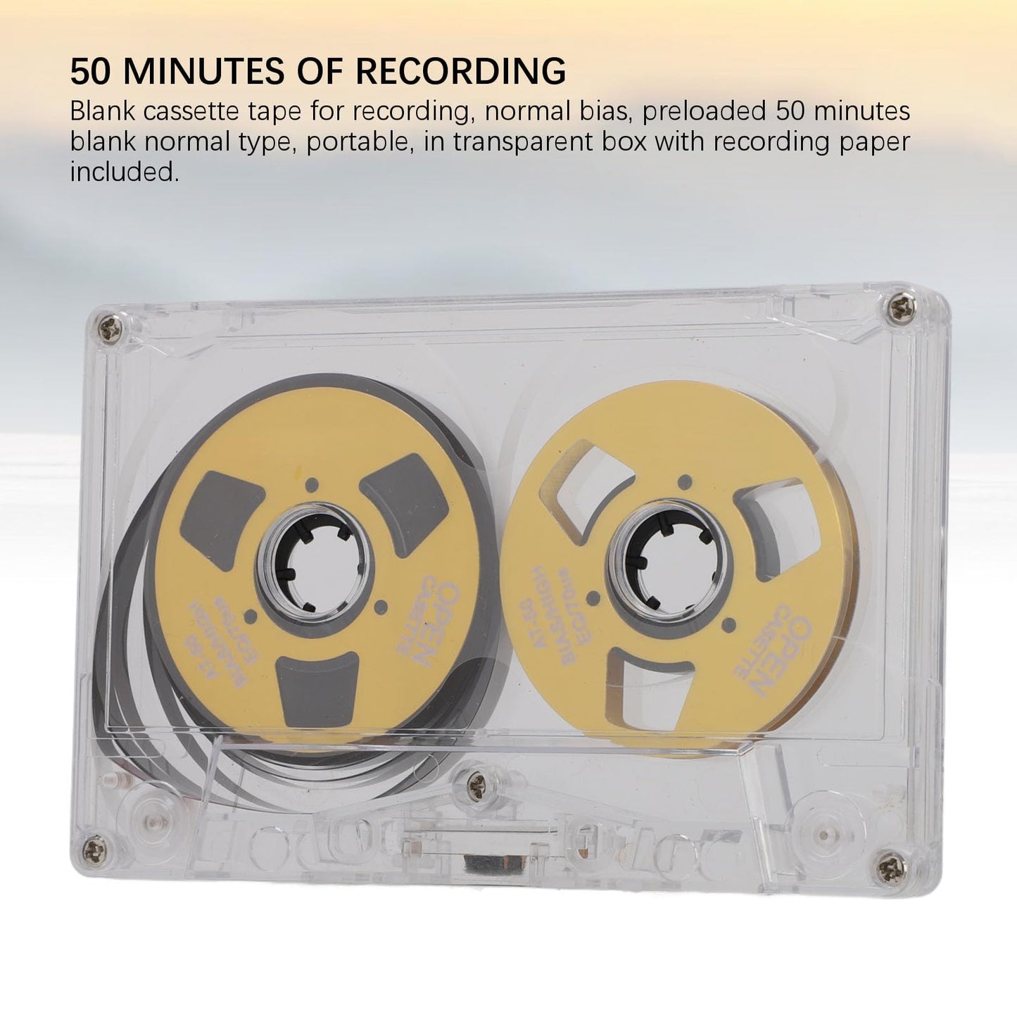 Reel to Reel Blank Cassette Tape, Normal Bias 50 Minutes Recording Tape, for Music Recording (Gold)