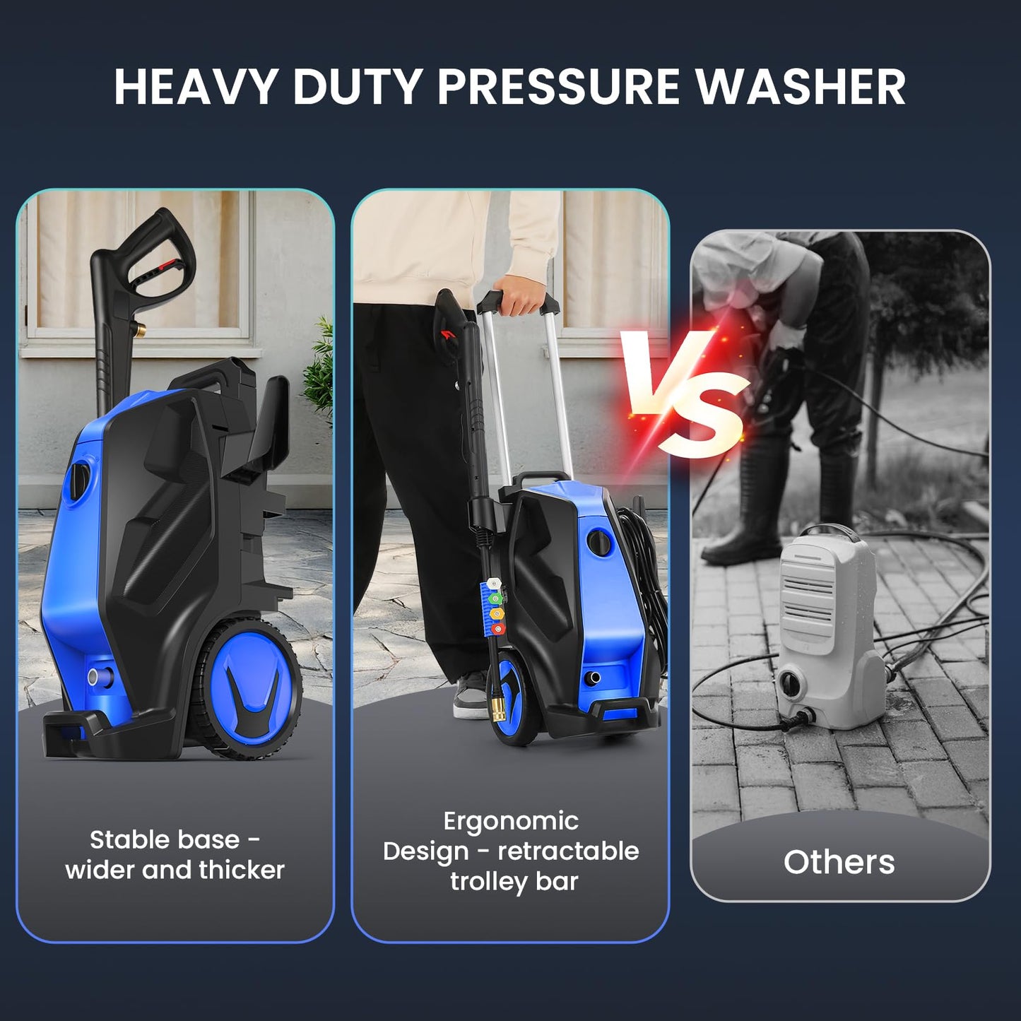 5000PSI 4.0GPM Heavy Duty Electric Pressure Washer with 33 FT Extension Hose, 4 Quick Connect Nozzles and Foam Cannon for Cars/Fences/Driveways/Patios/Home Cleaning, Blue