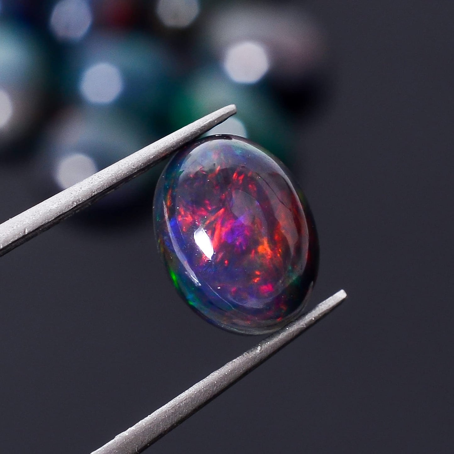AURA GEMS Natural Black Opal Oval Shape-Ethiopian Opal Gemstone Wholesale Lot-Healing Crystals-DIY Jewelry Making Bulk Gemstone Deal (2 Piece Pack Of, Oval Cabochon, 8x6x4mm)