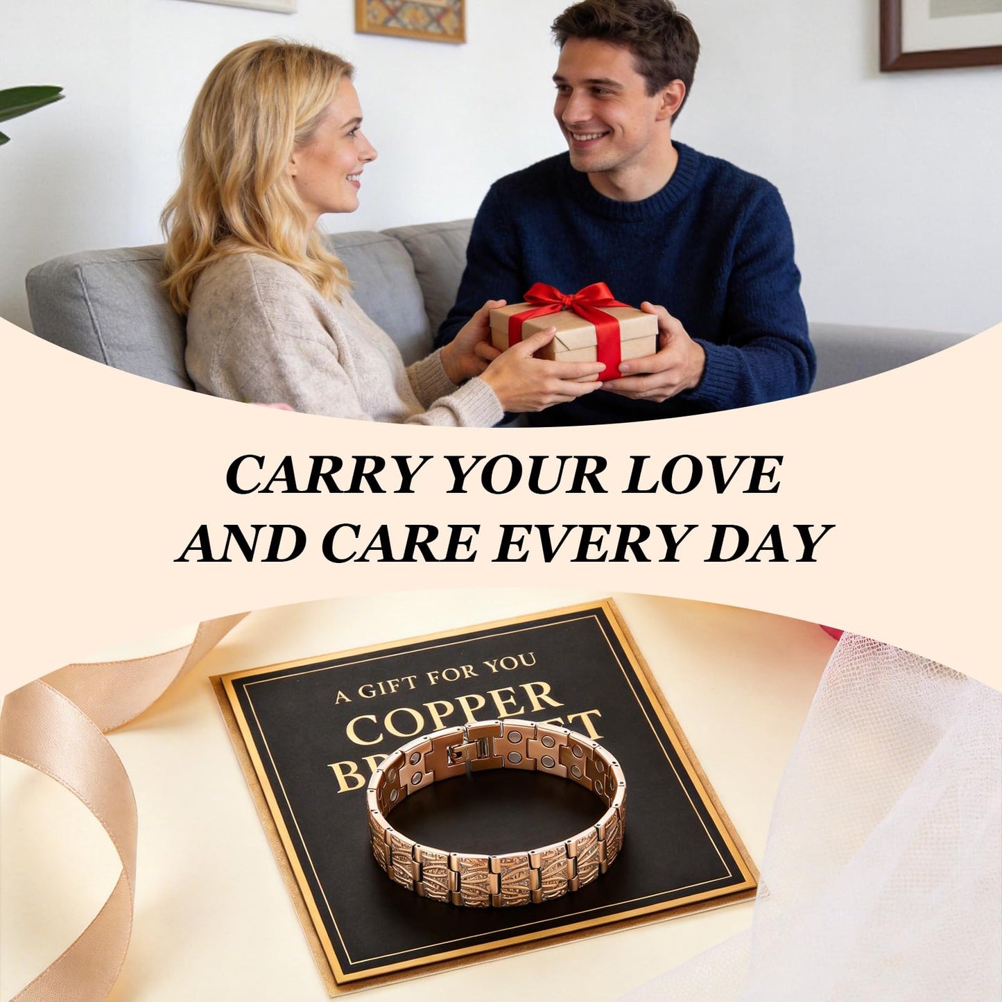 YANCHUN Copper Bracelet for Men Women Cuff Bangle Bracelet Birthday Jewelry Gifts for Boyfriend Husband