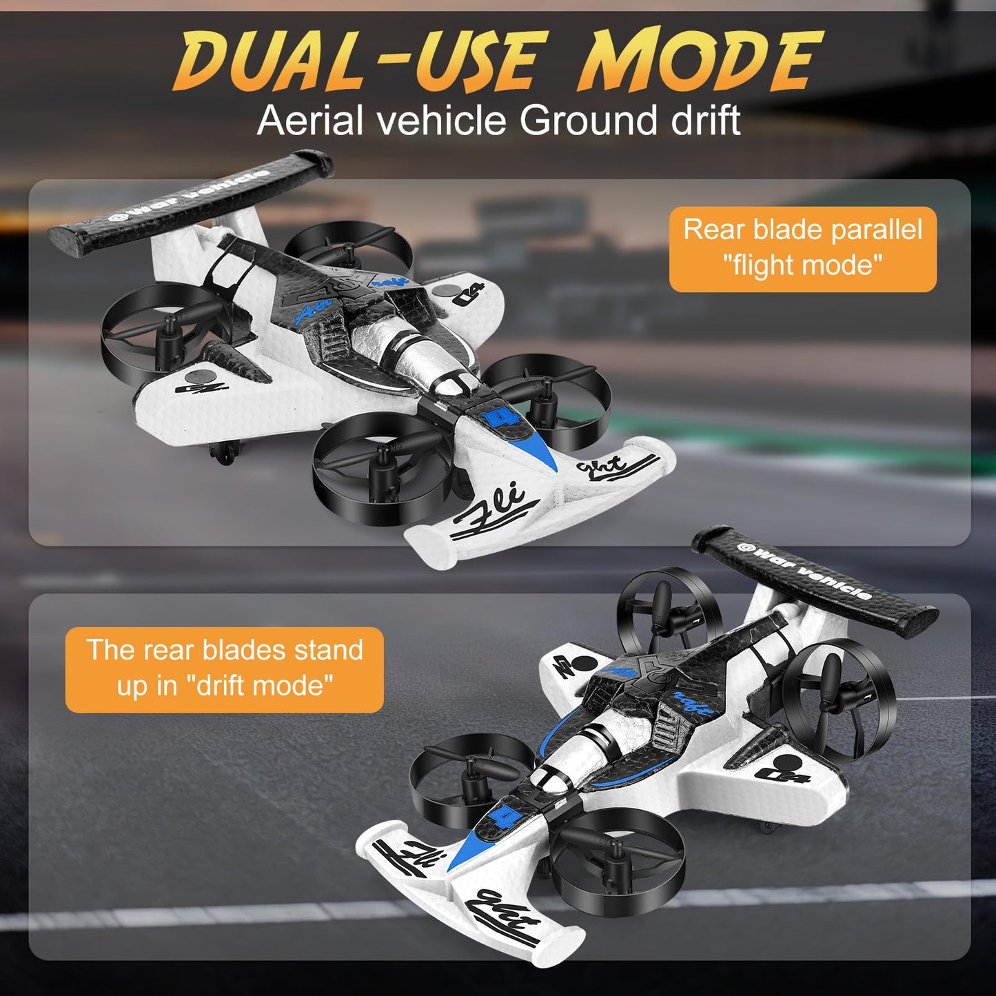 NEWFATE RC Plane Drone RC Drift Car, 2 in 1 RC Plane Stunt Drone RC Drift Car, 2.4Ghz Remote Control Airplane Car Toysr and Remote Control Airplane Stunt Drone Plane, Racing car for Kids 8-12 Kids