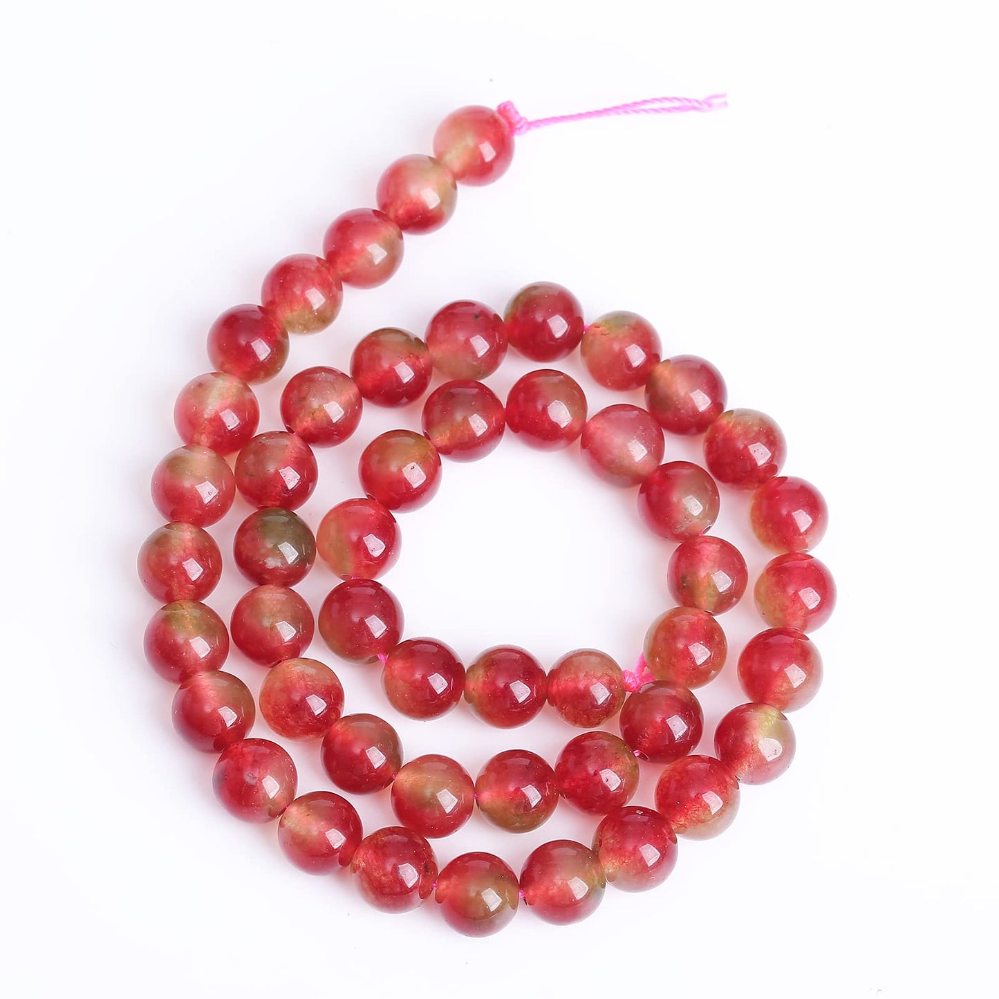 10mm 36pcs Watermelon Tourmaline Jades Stone Beads for Jewelry Making DIY Bracelet Necklace Accessories AAA 15" Energy Healing Power Stone Beads (Watermelon Tourmaline, 10mm)