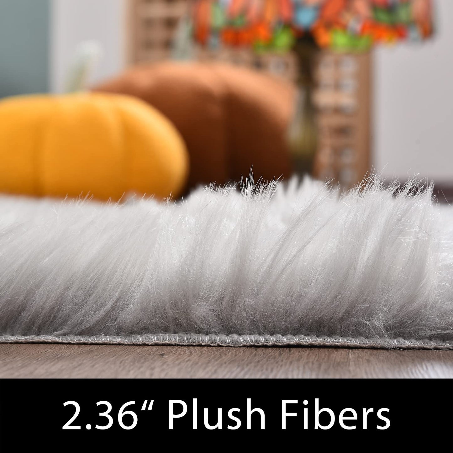 Latepis Small Rugs for Bedroom 2x3 Grey Faux Sheepskin Rug for Living Room Super Soft Rugs for Dorm Room Fluffy Rug for Bedroom Rectangle