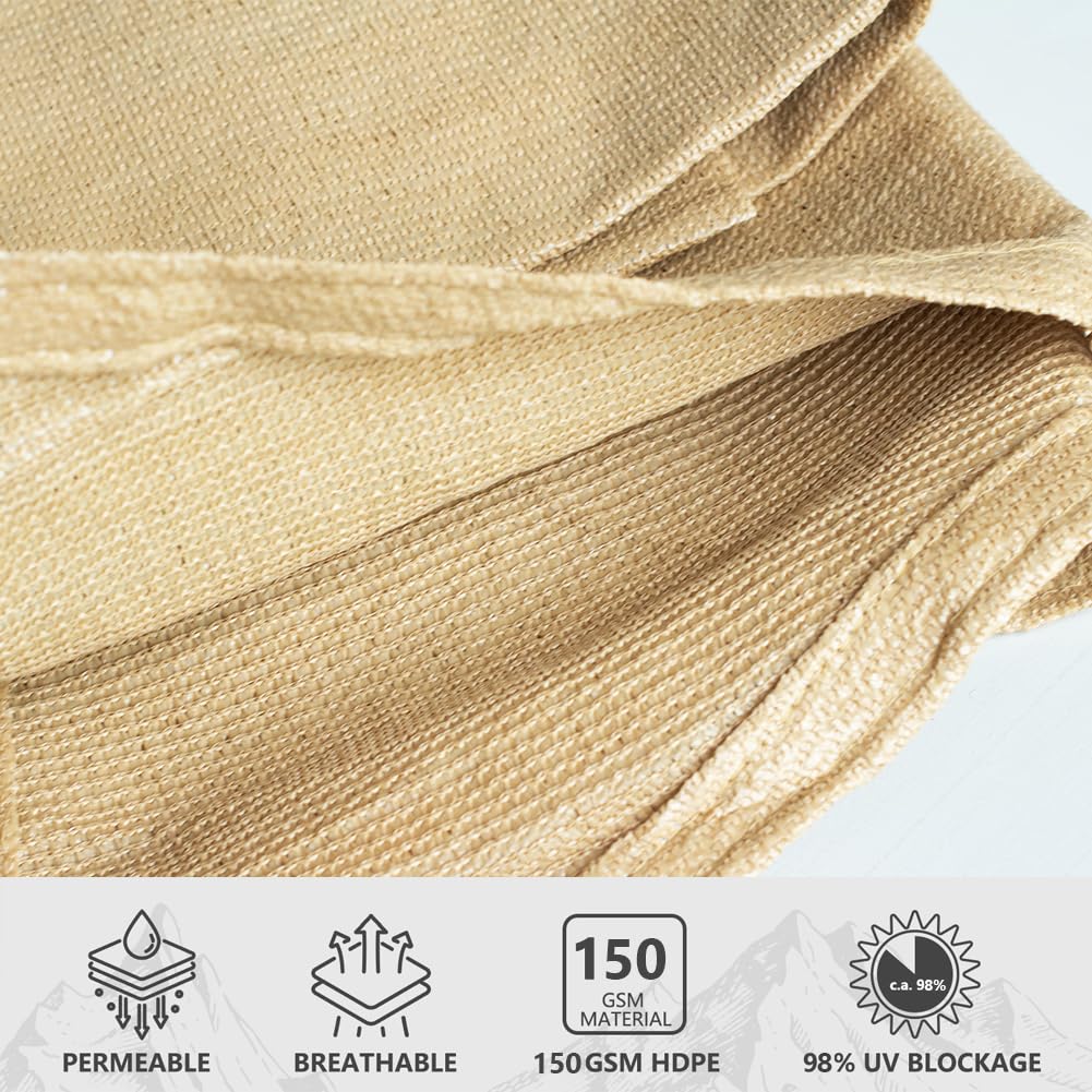 12'x15' Rectangle Sun Shade Sail – UV Block & Breathable Canopy for Patio, Garden, Backyard & Outdoor Shade– High-Density HDPE Fabric, Durable & Fade-Resistant – Easy Installation