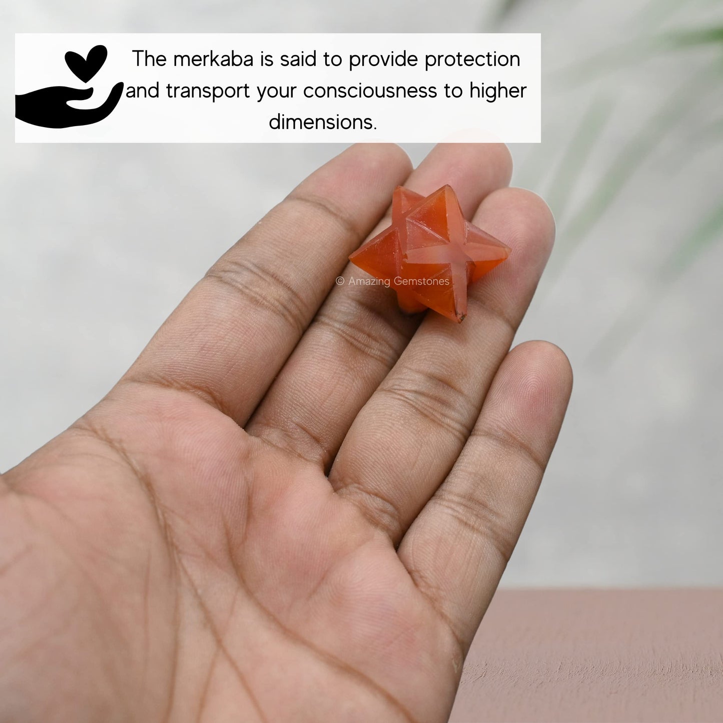 Amazing Gemstone Carnelian Merkaba Crystal - 0.75 Inches Metaphysical Merkaba Star for Meditation - Energetic Tetrahedron Crystal and Healing Stones for Spiritual Growth and Healing (15-20mm)