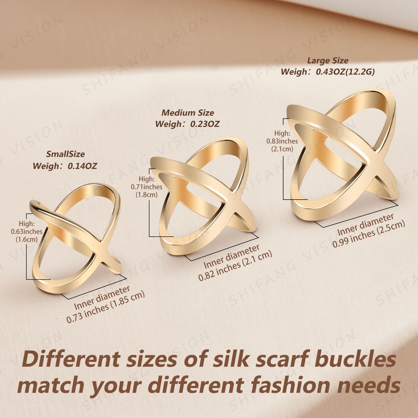 SYWDUDUCLT Medium Size Scarf Ring Scarf Clip for Women's Shawl Silk Neckerchief Tshirt Coat Belt Buckle Gold/Sivler 2Pcs