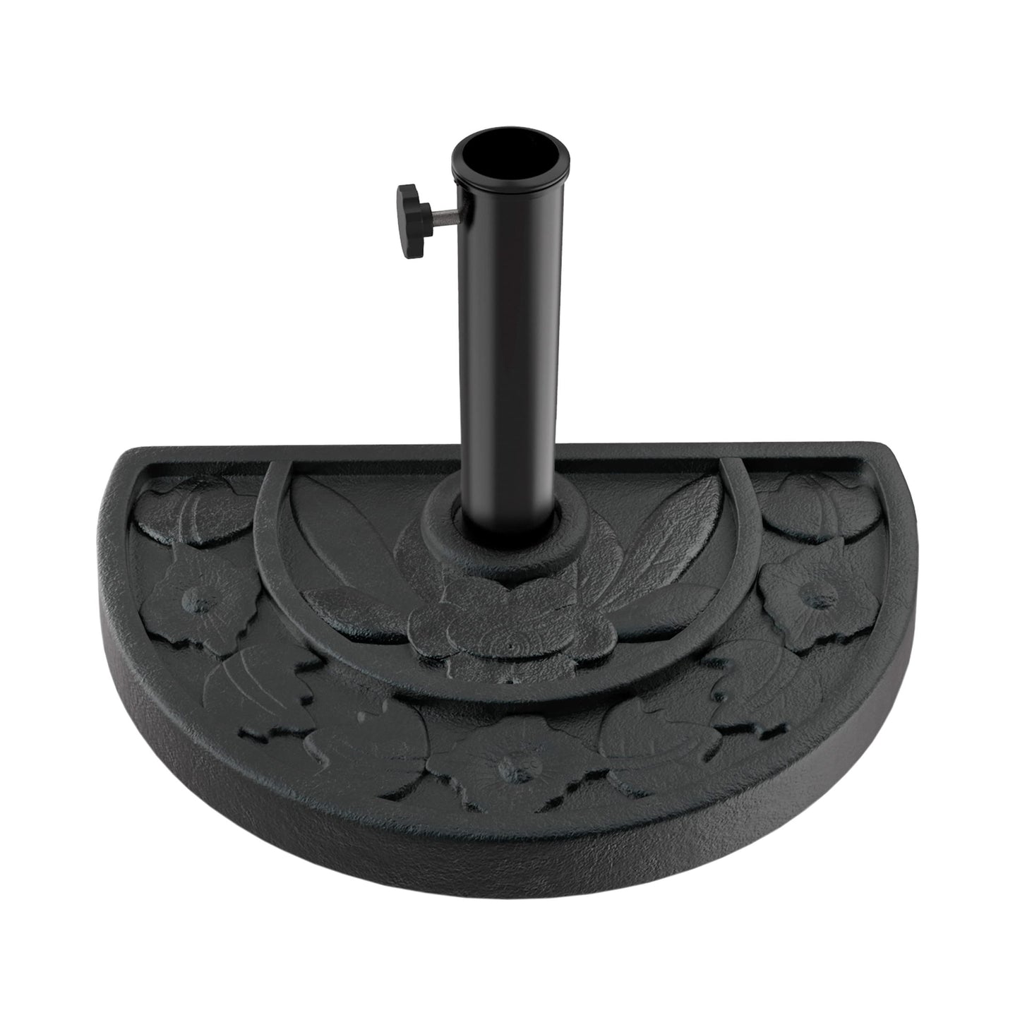 Half Round Umbrella Base - 20lb Weighted Semicircle Freestanding Resin and Concrete Umbrella Stand for Outdoor Use by Pure Garden (Black)