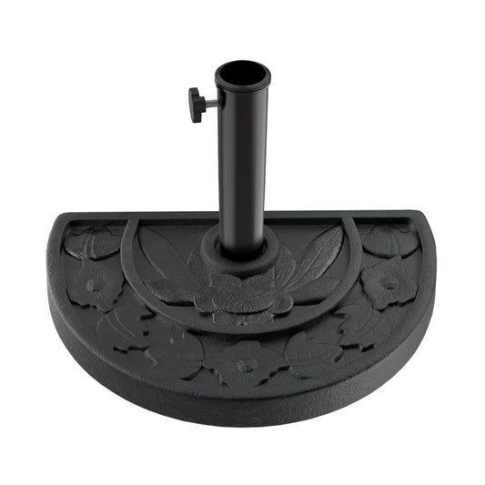 Half Round Umbrella Base - 20lb Weighted Semicircle Freestanding Resin and Concrete Umbrella Stand for Outdoor Use by Pure Garden (Black)