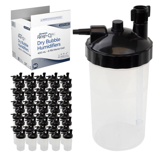 Dynarex 34221 Dry Bubble Humidifier Bottle for Concentrator, Transparent/Black, 400ml Capacity, Pack of 50