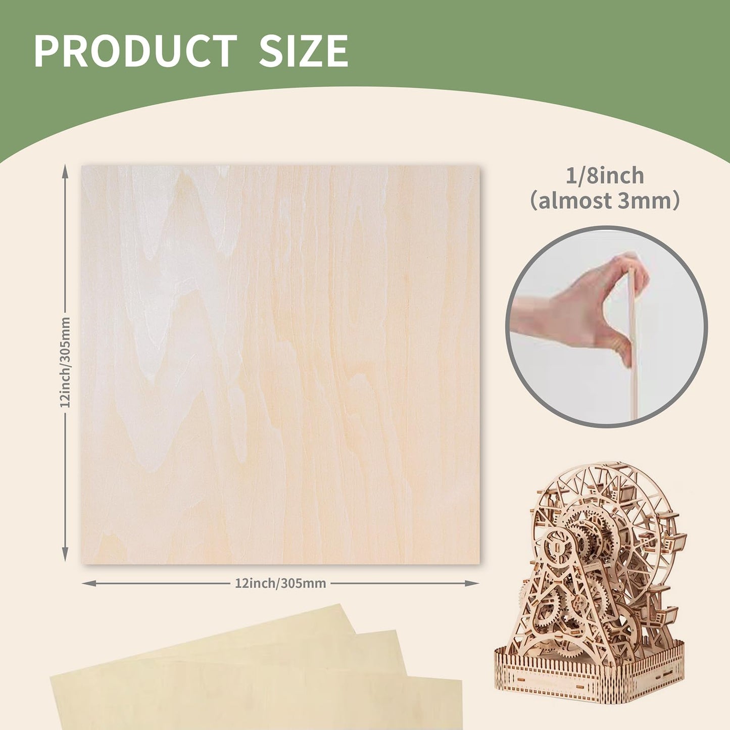48 Pack Basswood Sheets,12 x 12 x 1/8 Inch,3mm Basswood Plywood Sheets with Smooth Surfaces, Unfinished Wood for Laser Cutting, Wood Burning,Drawing, Architectural Models and DIY Wood Crafts(48)