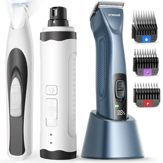 oneisall Grandmaster Pro 1 Cordless Professional Dog Grooming Clippers, Quiet Pet Trimmer for Paws Dog Nail Grinder Paw Trimmer