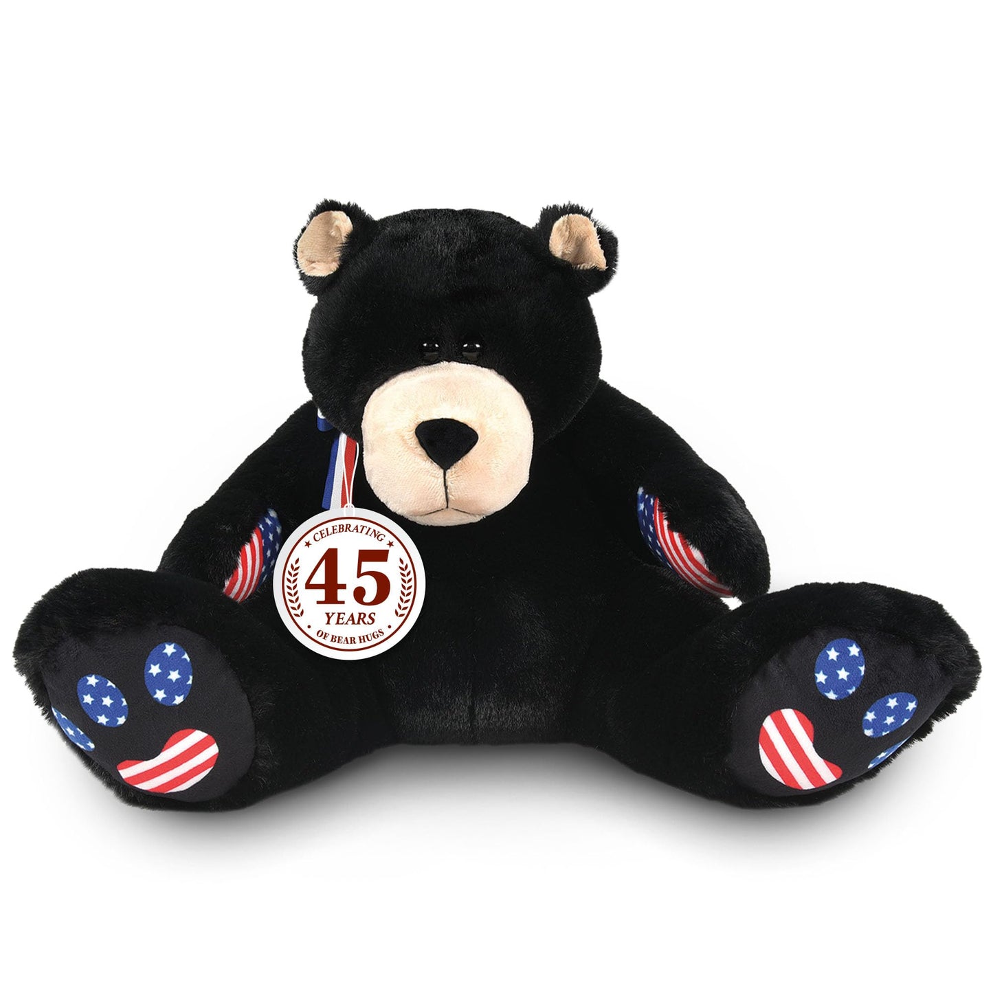 Enesco Boyds Bears 45th Anniversary Bubba Bearsevelt Plush Teddy Bear Stuffed Animals, Collectible Premium Soft Teddy Bear Plushies for Ages 1+ and Up, Patriotic Black Bear with USA Flag, 14 Inch
