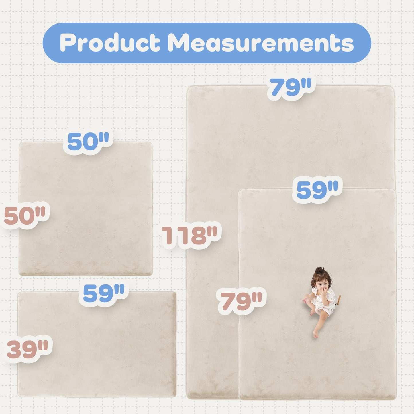 PAPAMAT 1.5" Thick Baby Play Mat for Floor, 59x79 Playpen Mat, Pro Soft Flannel Foam Mats Toddler Infant Kids Crawling for Nursery Rug Playroom Living Room Waterproof Easy Care Non-Slip (Beige)