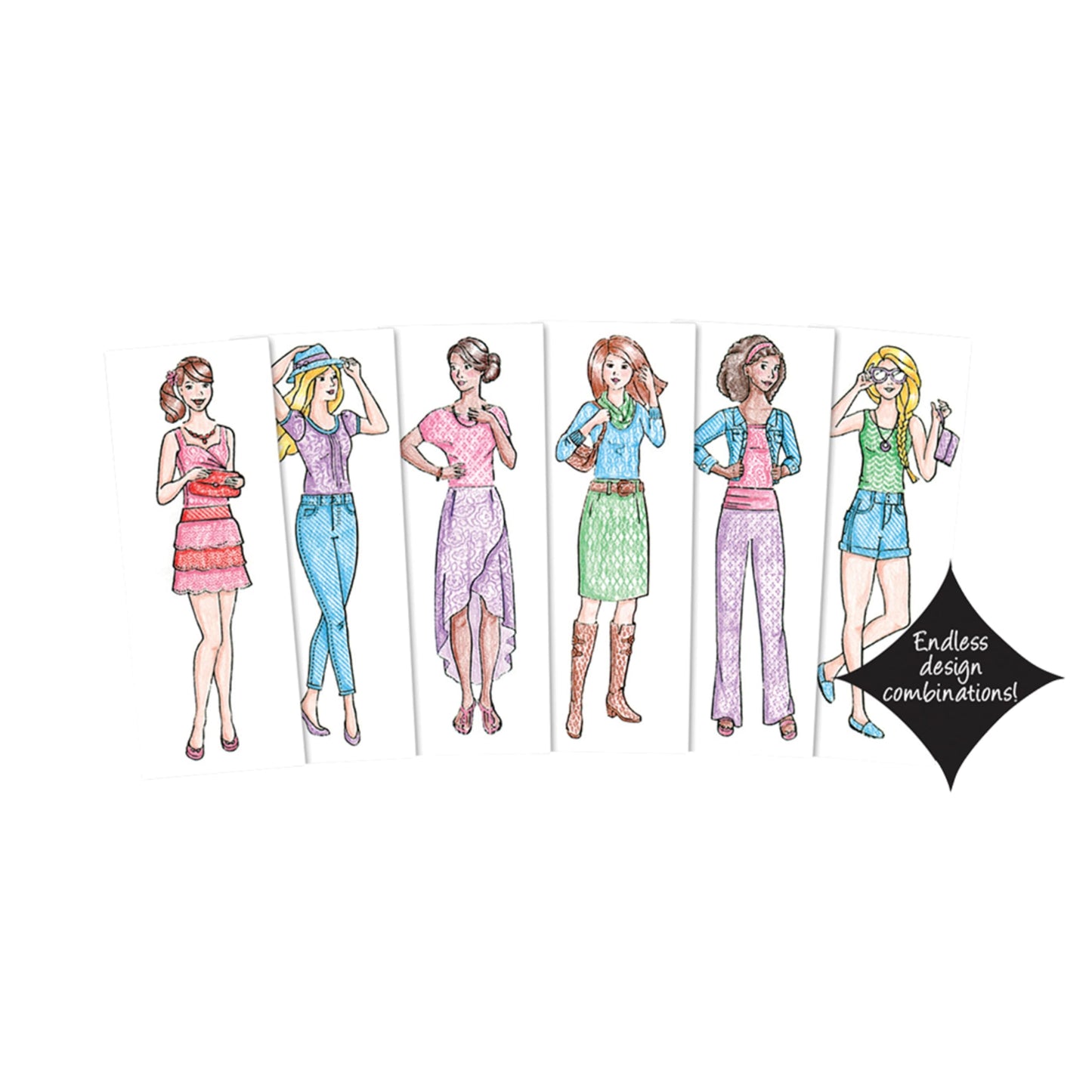 Fashion Plates Classic – Girls Fashion, Mix-and-Match Drawing Kit, Arts and Crafts, Coloring, Art Supplies, Craft Supplies, Stencils, Crayons Included, Create Your Own Designs, Ages 6+