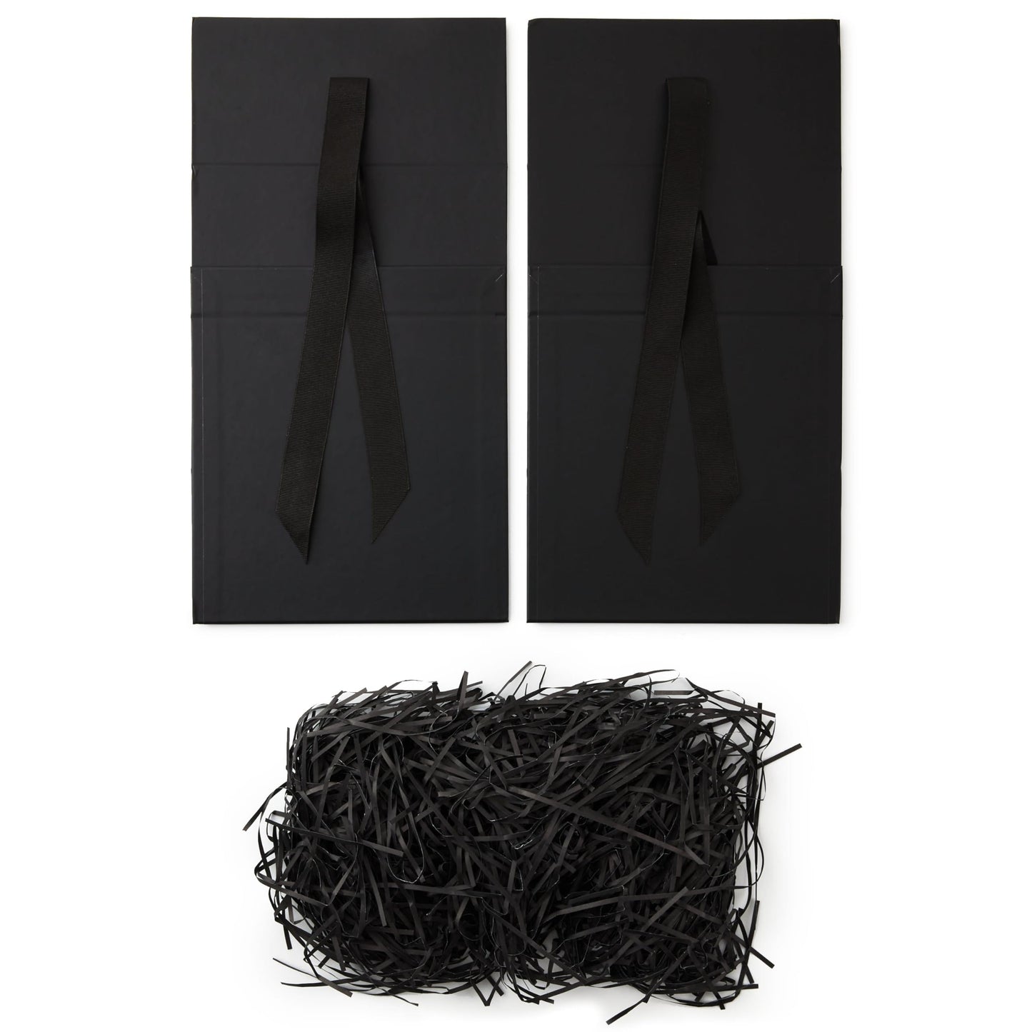 Hallmark Medium Gift Boxes with Bow and Shredded Paper Fill, Pack of 2 (Black 8 inch Box) for Weddings, Graduations, Birthdays, Father's Day, Groomsmen Gifts, All Occasion