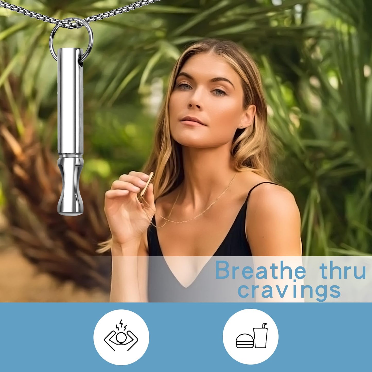BOLAGTIER Anxiety Breathe Necklace Mindfulness Breathing Necklace Stress Relief Stainless Steel Pendant Necklace for Women Men (Rotundity, Steel B)