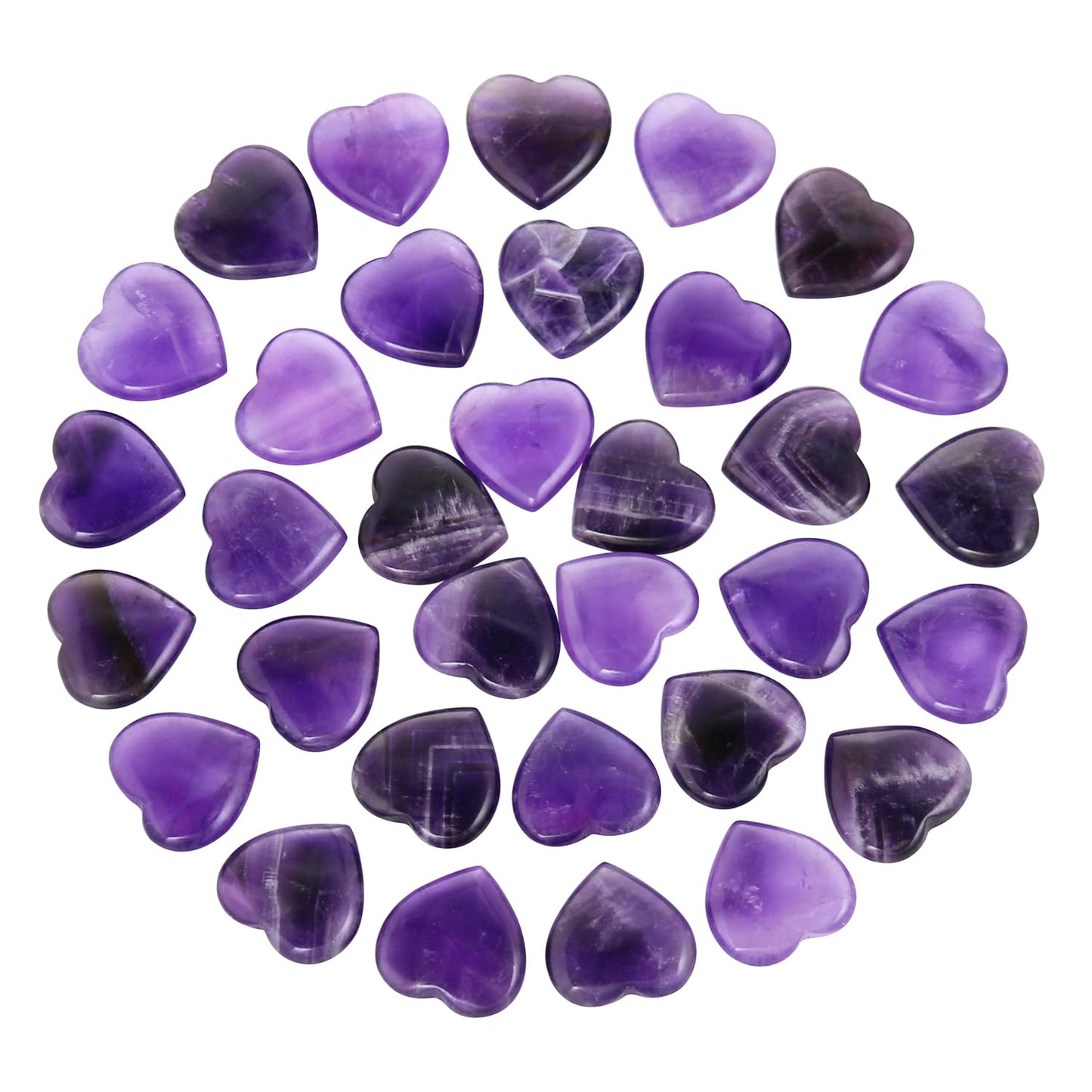 Namzi 20 Packs of Tumbled Polished Natural Amethyst Stones and Crystals Heart Stones, Crystals and Healing Stones Quartz Bulk for Wicca, Reiki, Healing Energy, Chakra Stones, Witchcraft Supplies