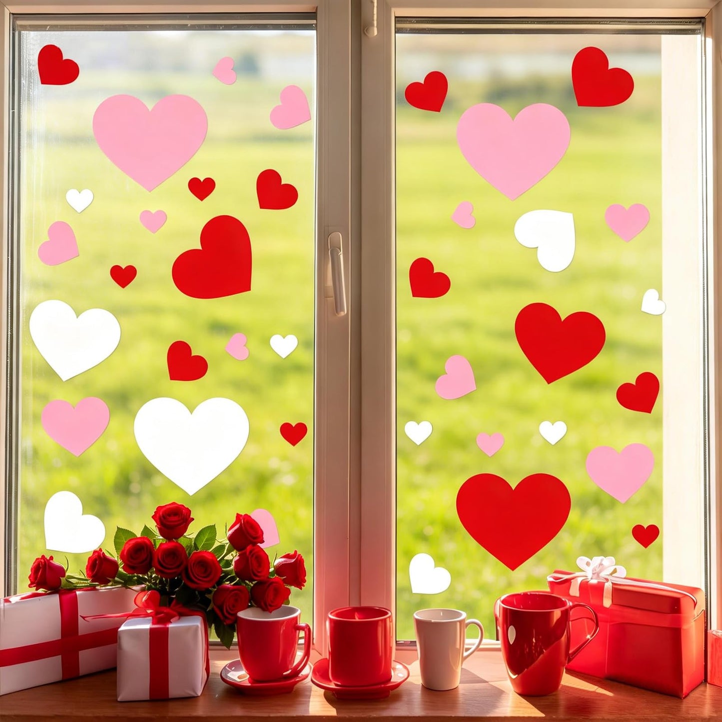 FYSUIMU 315Pcs Valentine's Day Paper Cutouts Paper Hearts Gradient Pink Red Heart Cut-Outs 2-Sided Card Stock Punch Out Hearts Die Cuts for Valentine Party Supplies Bulletin Boards Kids DIY Crafts