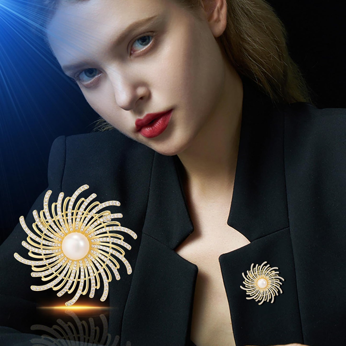 AILONMEI Brooches Jewelry for Women Fashion, Elegant Designer Costume Corsage Pearl Brooches & Pins Christmas Gift (Equinox Flower)